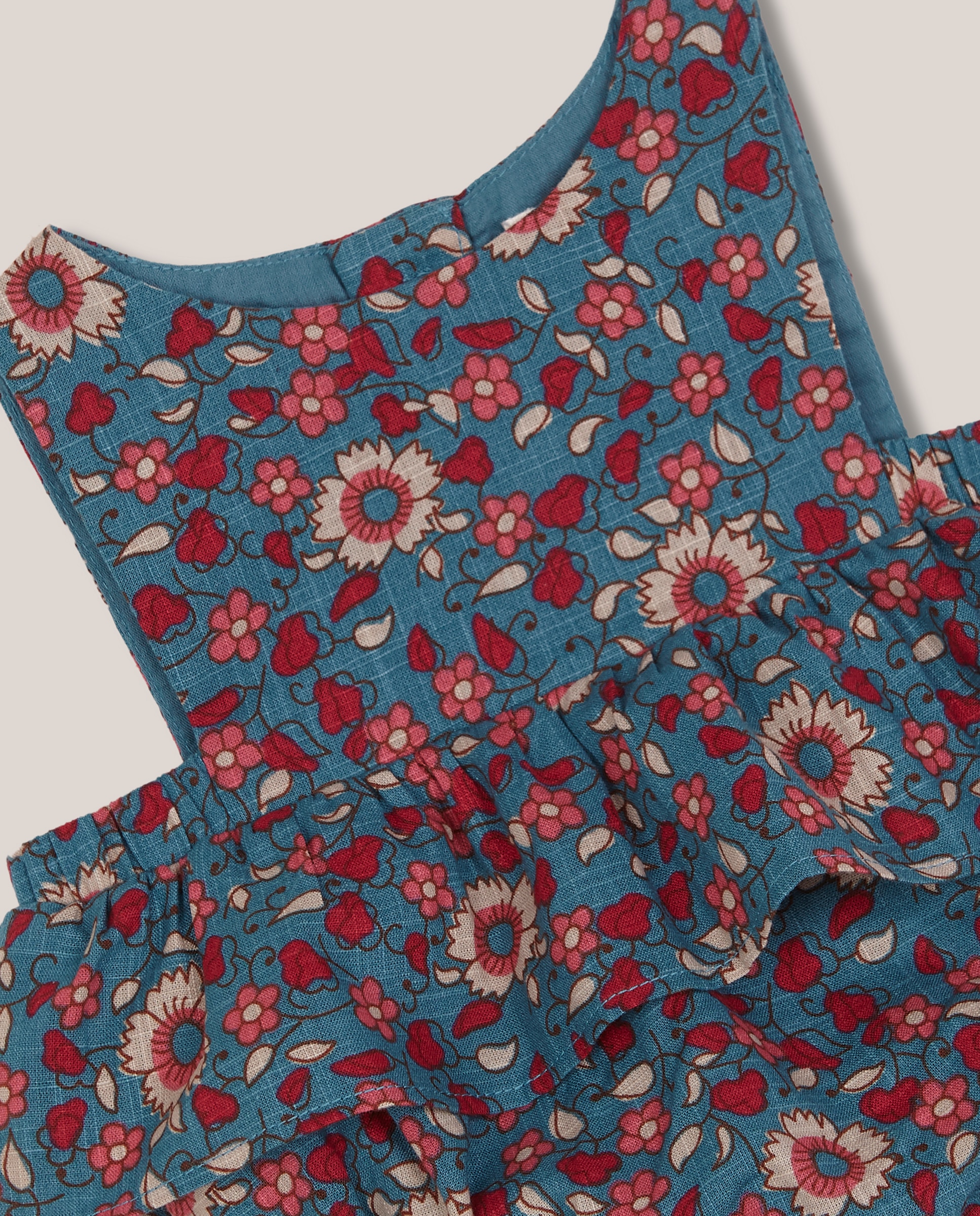 Macacão Curto para Bebé de Flores Azul Royal-3