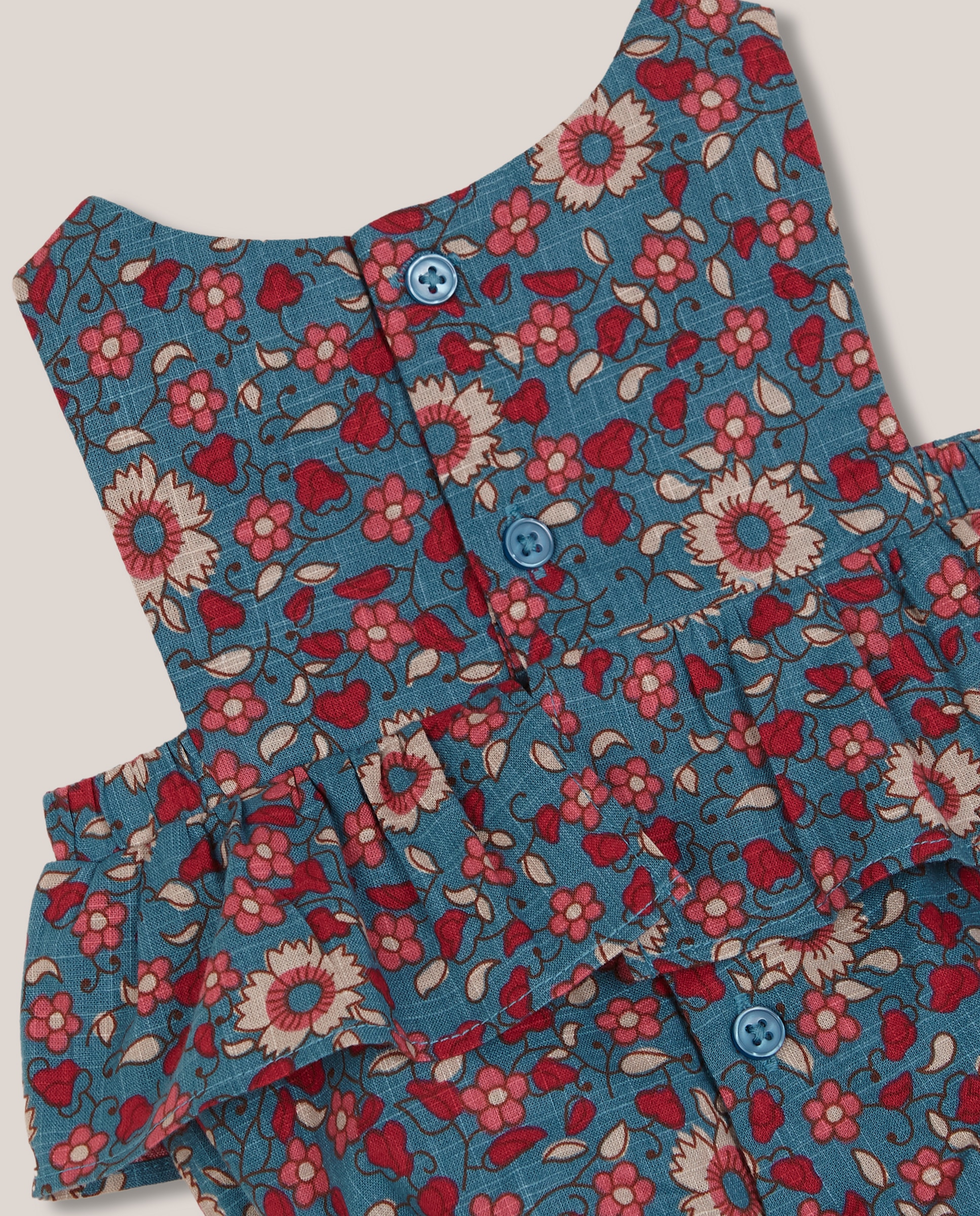 Macacão Curto para Bebé de Flores Azul Royal-4