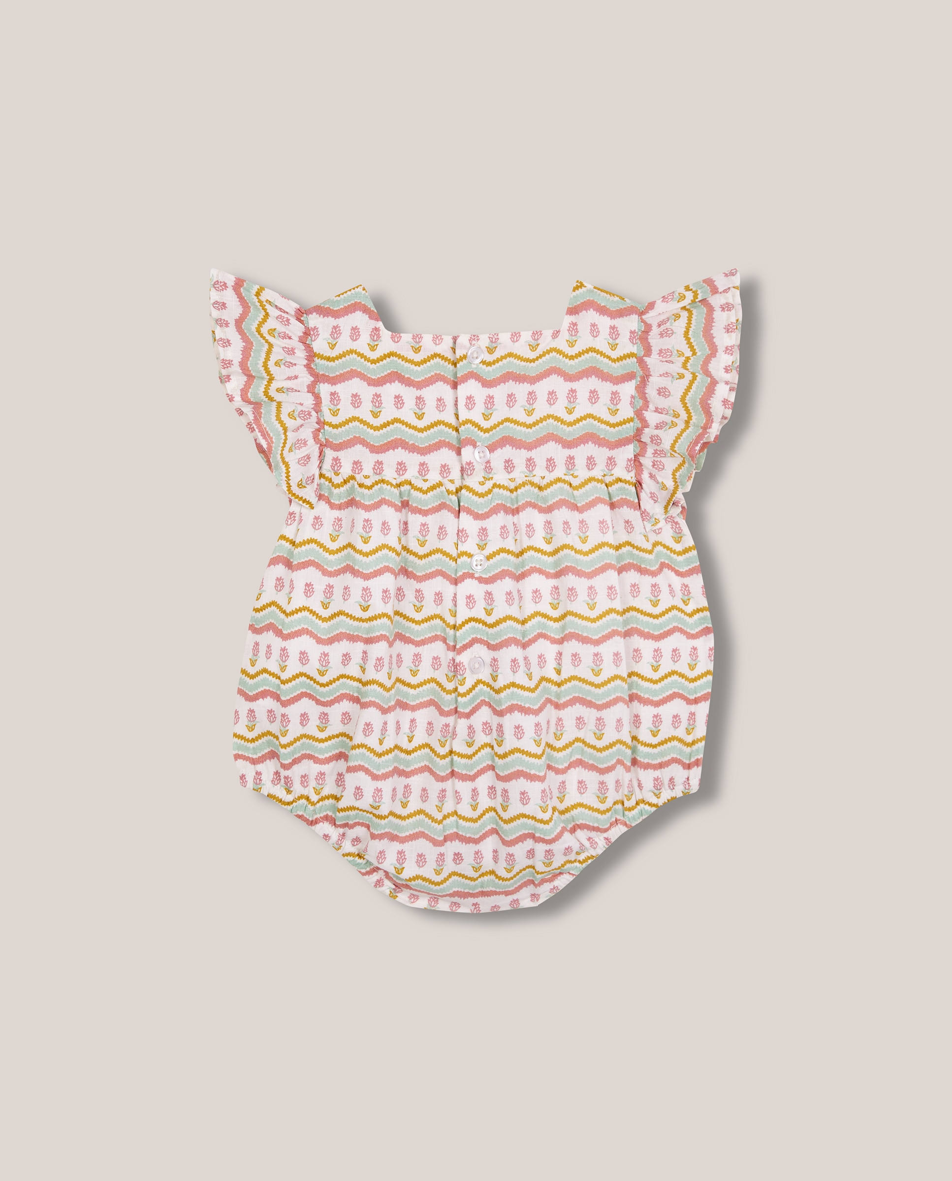Macacão Curto para Bebé Estampado Gocco Branco-marfim-2