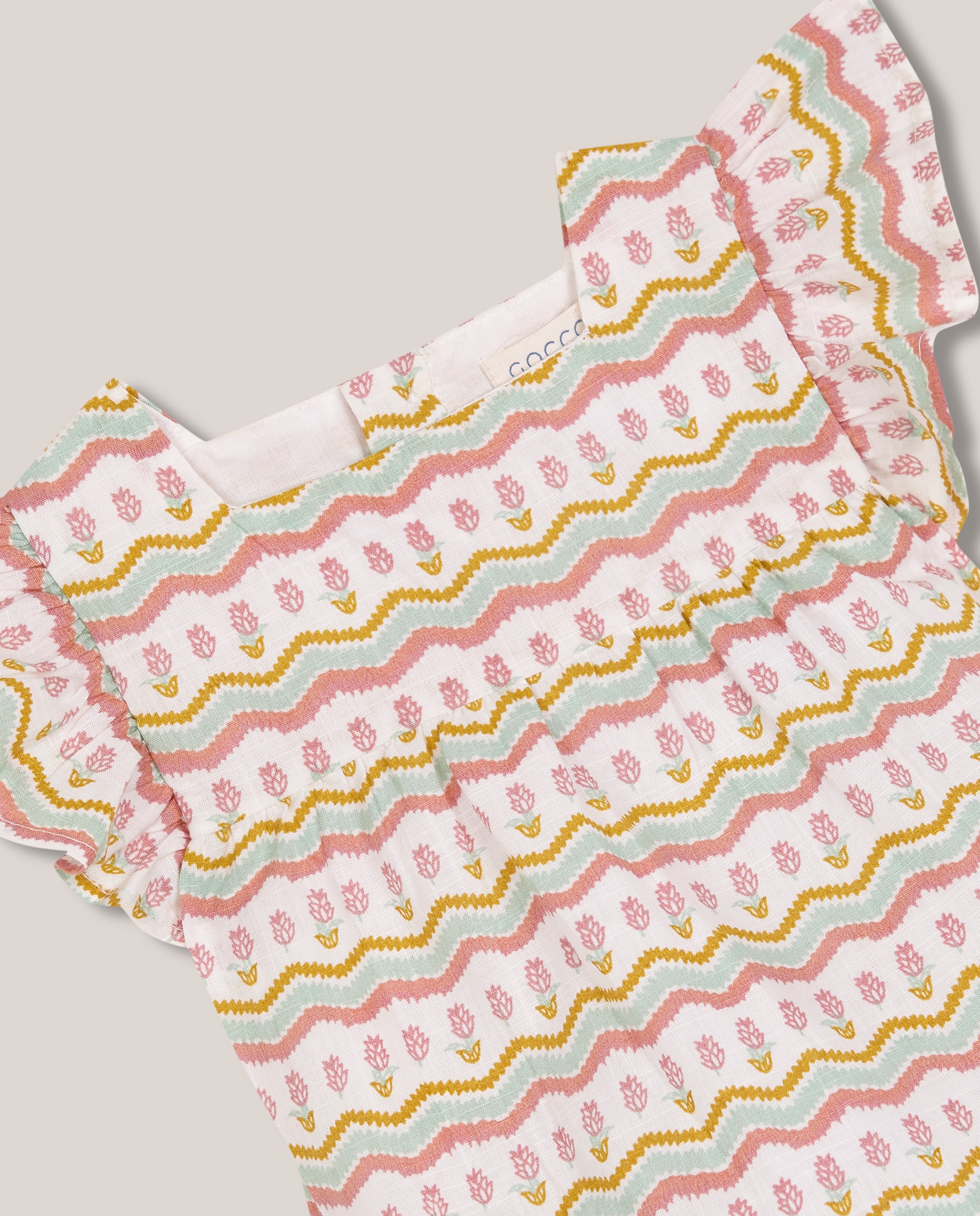 Macacão Curto para Bebé Estampado Gocco Branco-marfim-3