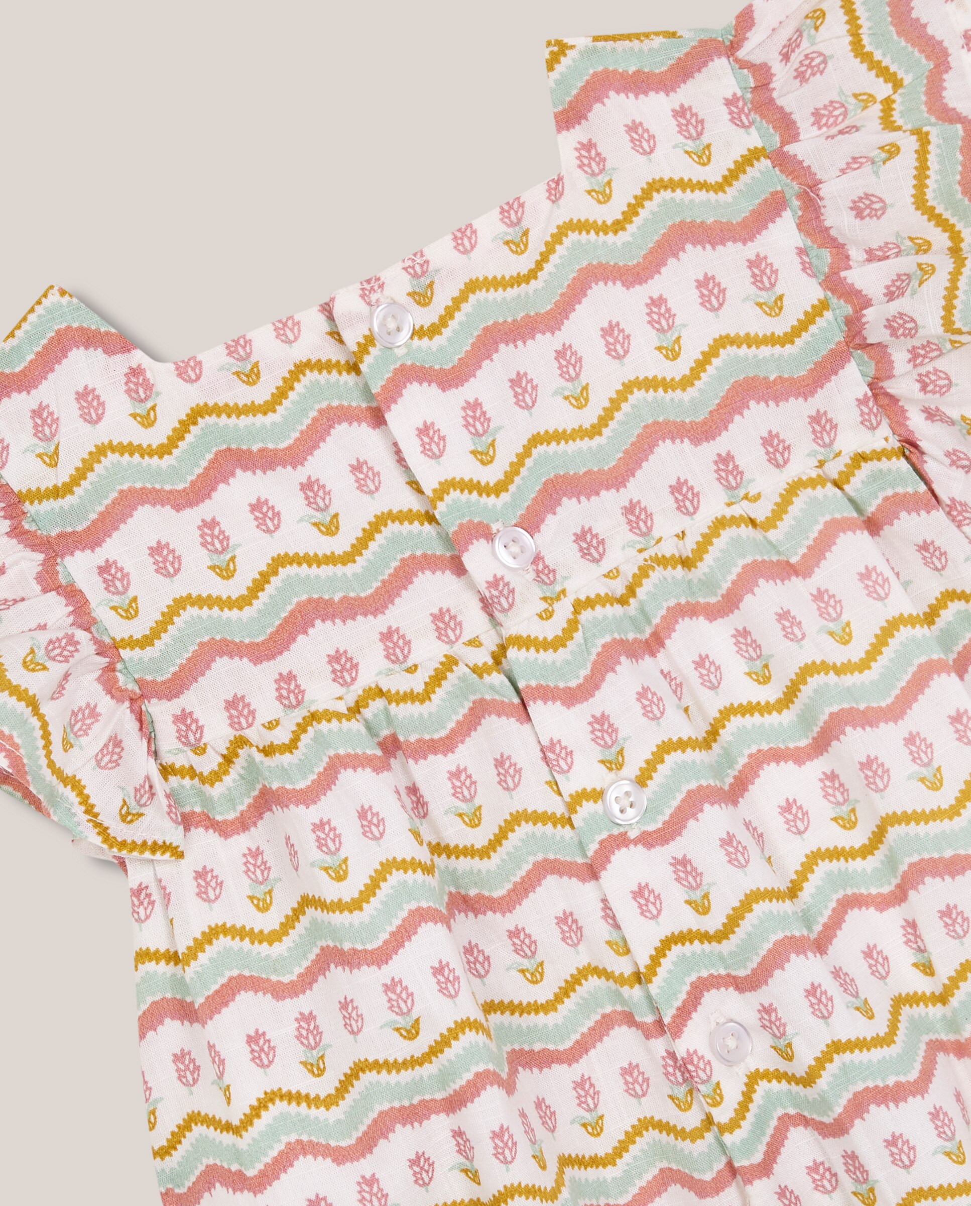 Macacão Curto para Bebé Estampado Gocco Branco-marfim-4