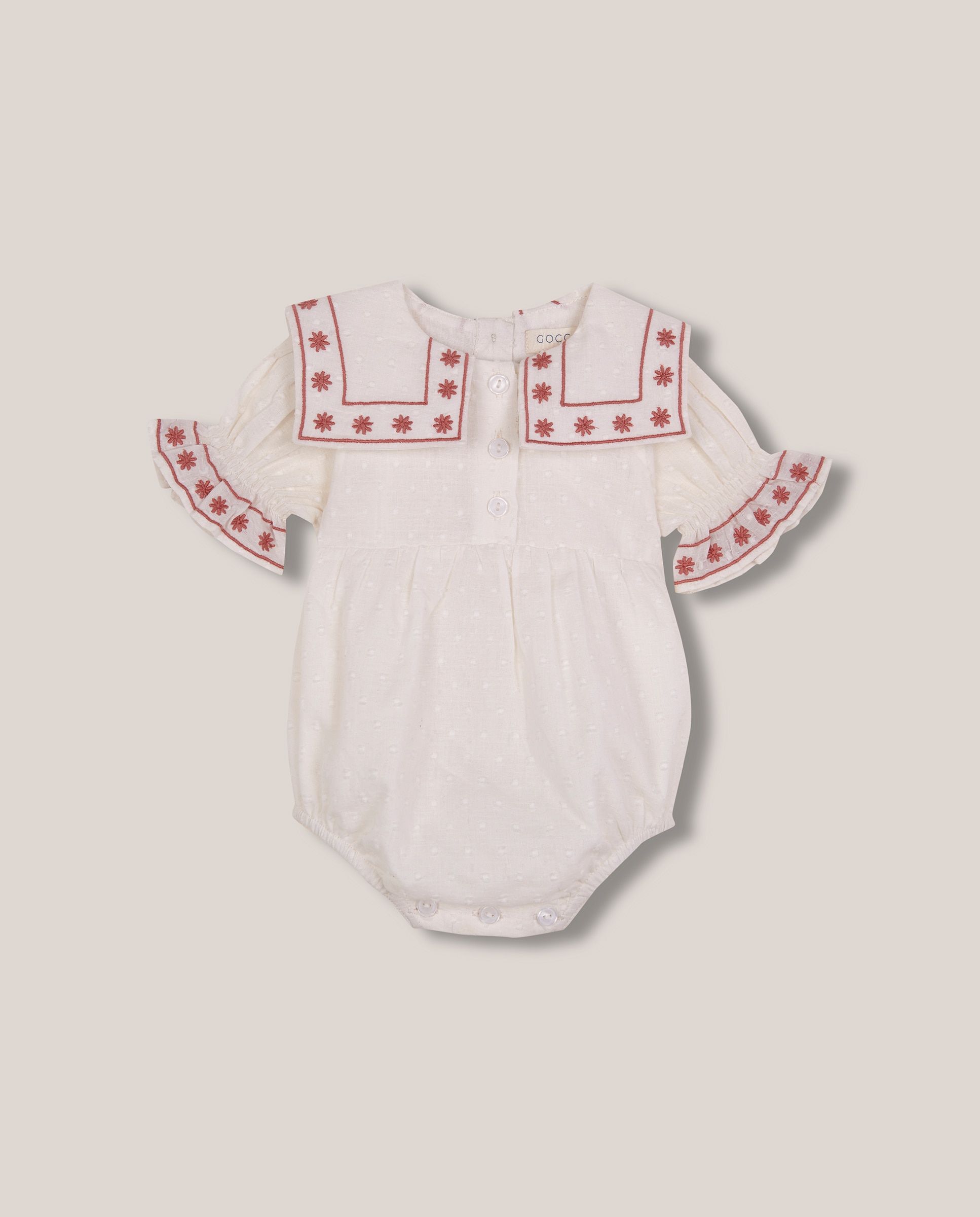 Imagem 0 de Macacão Curto para Bebé com Bordados em Contraste