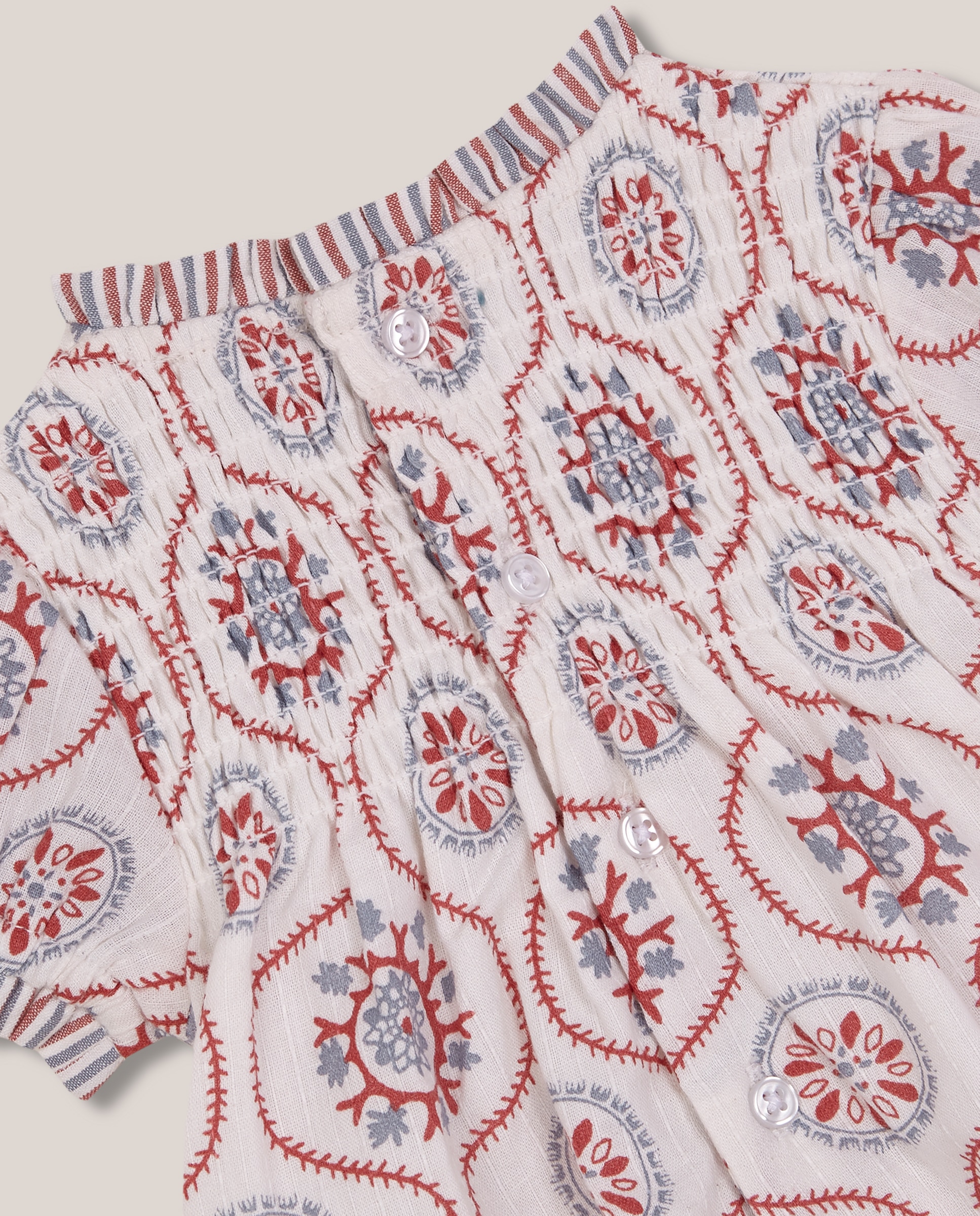 Macacão Curto para Bebé Estampado Gocco Branco-marfim-4