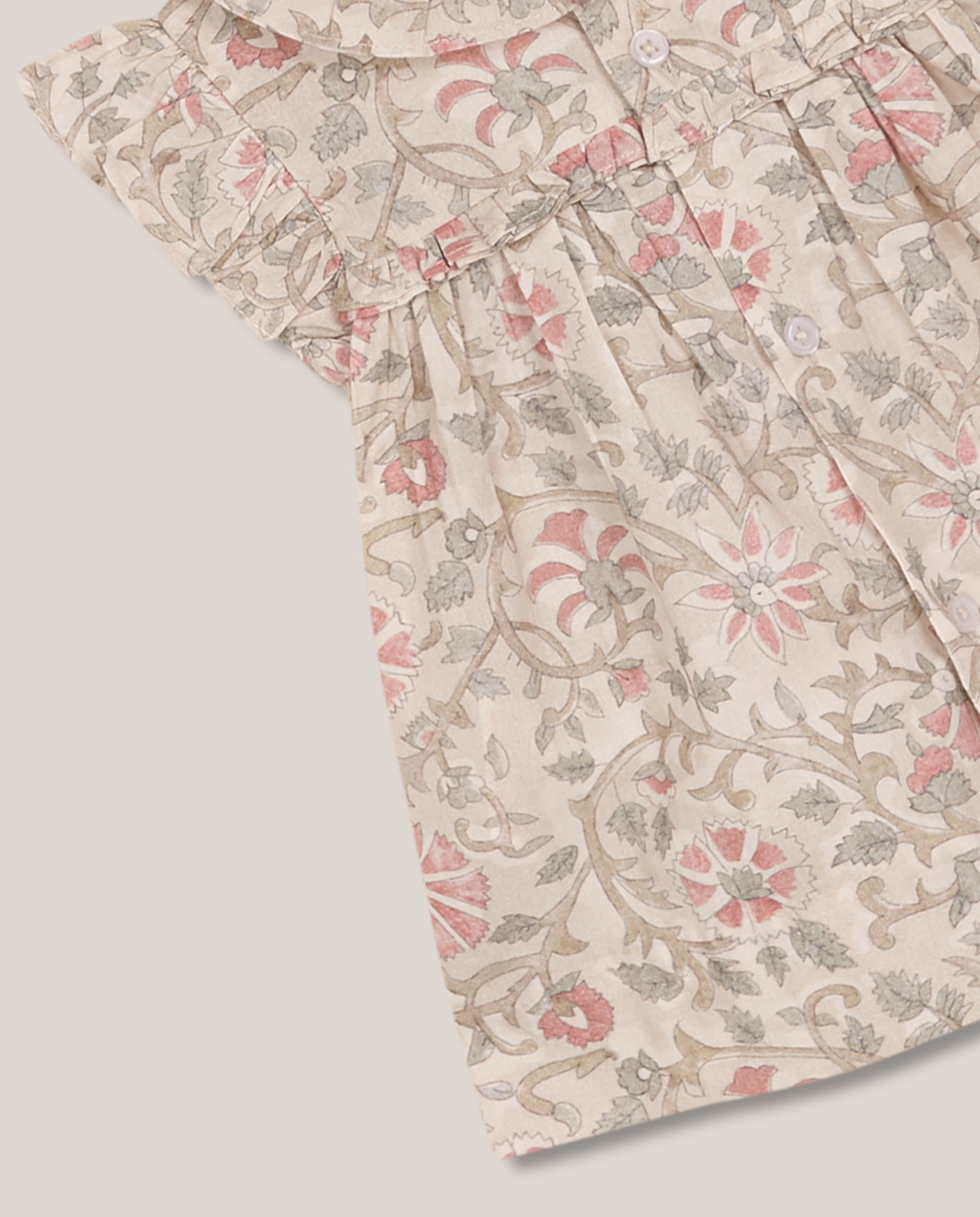 Vestido Curto para Bebé Estampado com Cobre-fraldas Gocco Bege-4