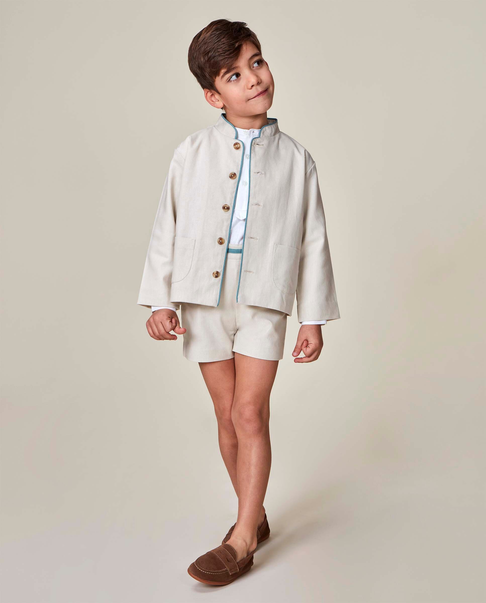 Casaco Infantil de Linho Bege-2