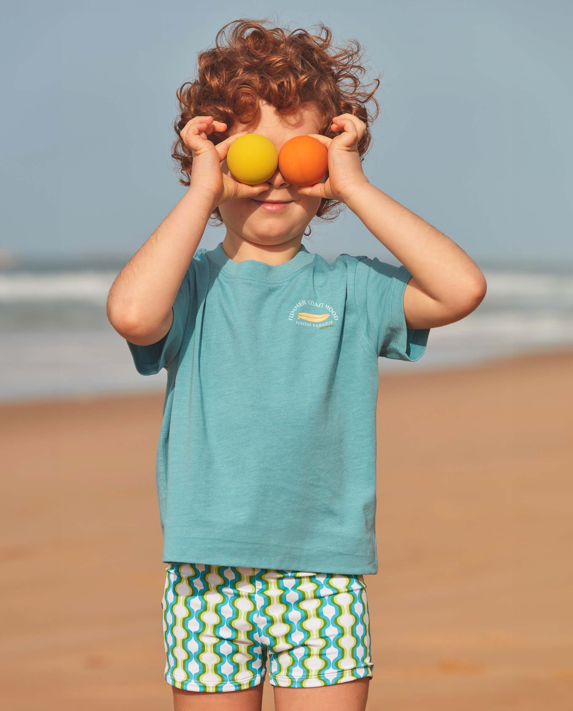 Fato de Banho Infantil com Estampado Geométrico Gocco Azul / Verde-5