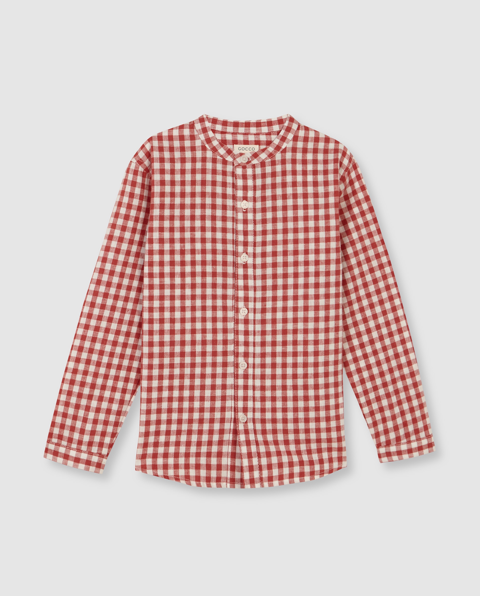 Camisa Infantil Mao Aos Quadrados de Linho Gocco Rosa-3