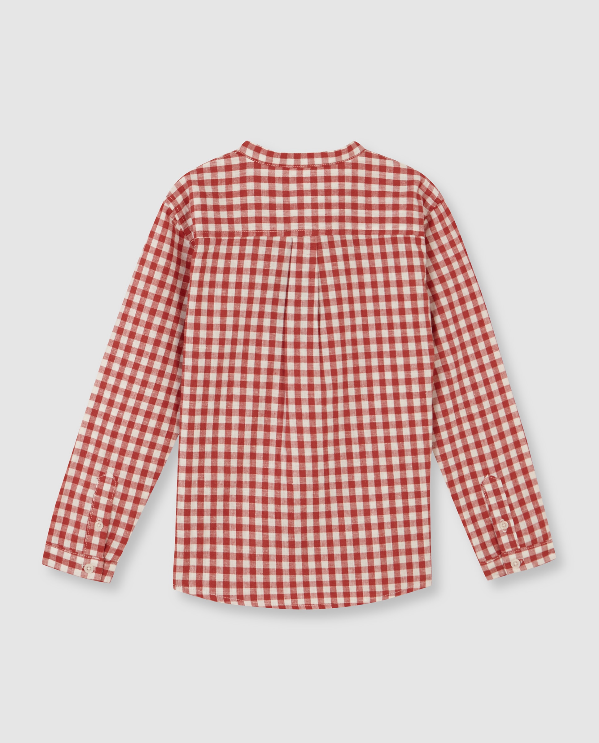Camisa Infantil Mao Aos Quadrados de Linho Gocco Rosa-4