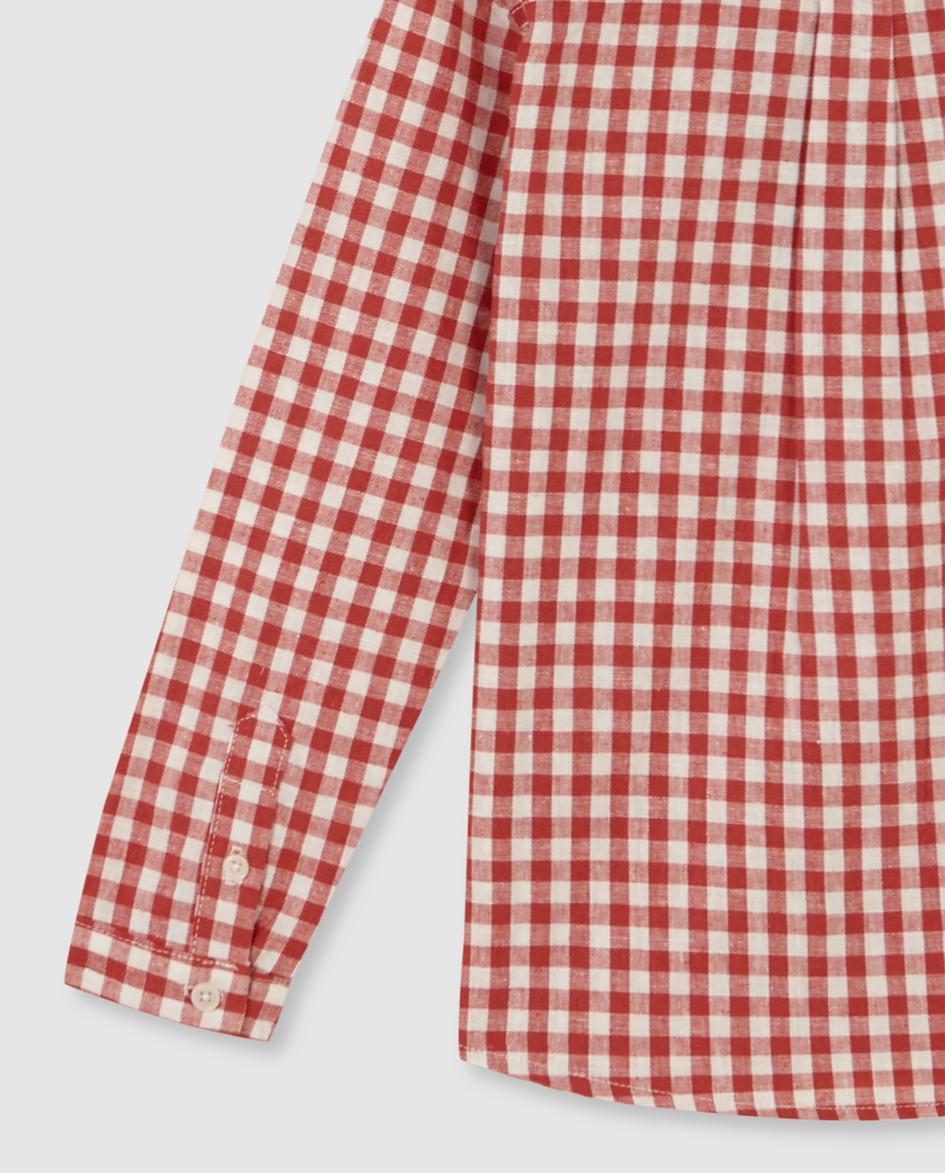 Camisa Infantil Mao Aos Quadrados de Linho Gocco Rosa-6