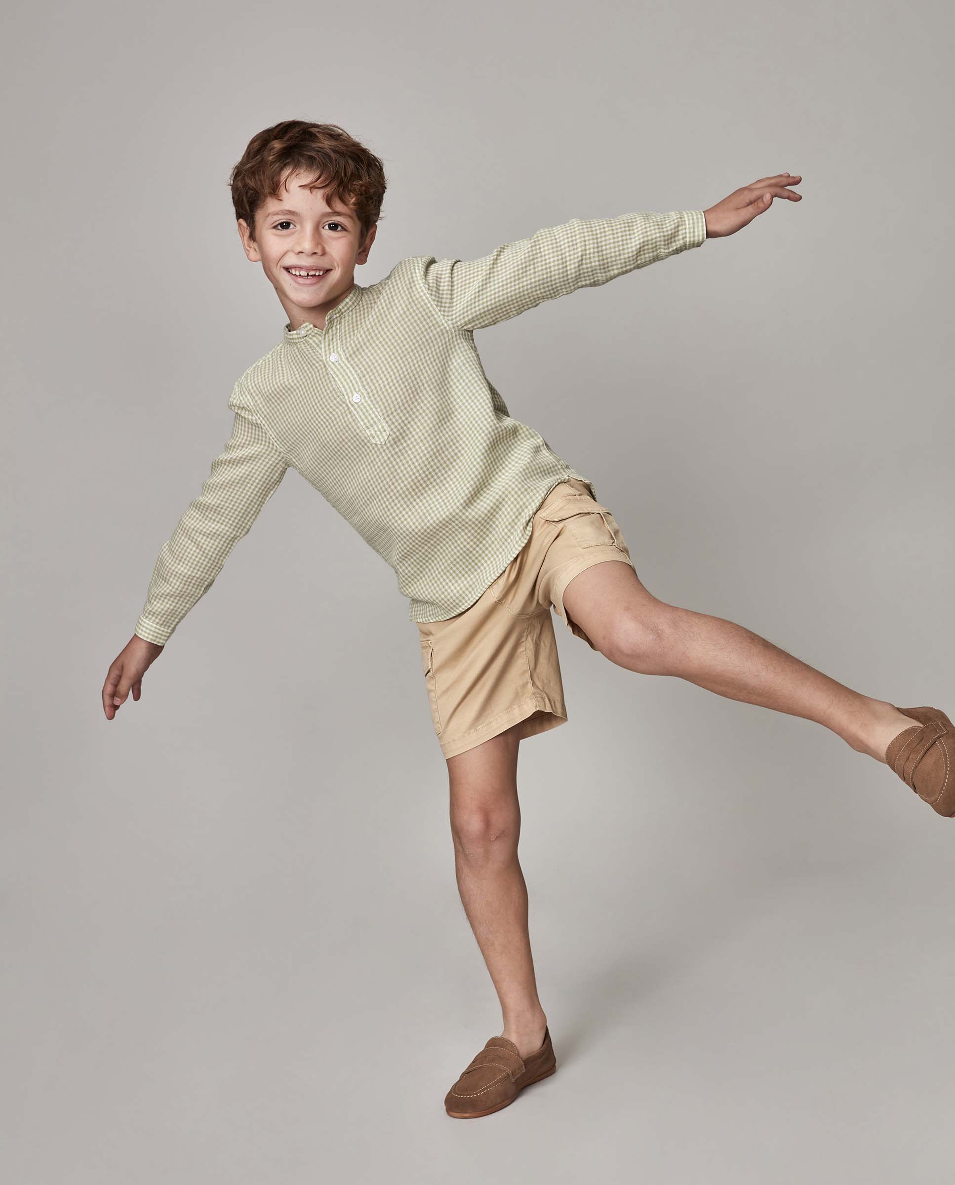 Camisa Infantil Gola À Padre Vichy Branco-marfim-2