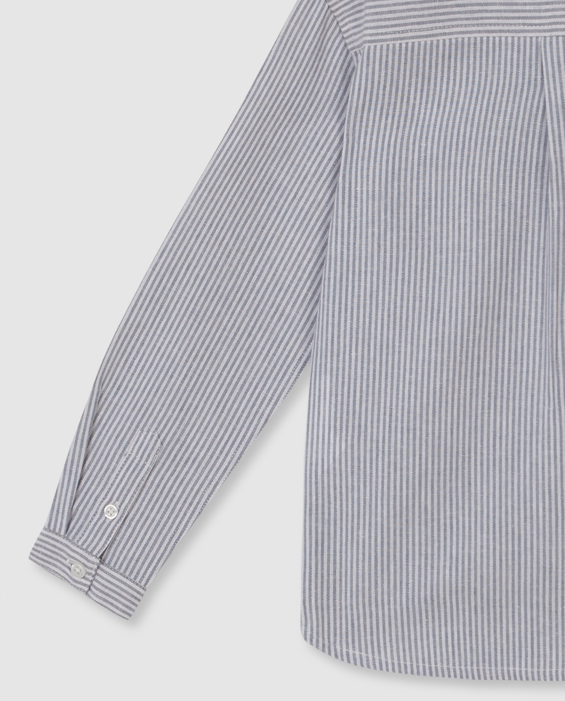 Camisa Infantil Às Riscas com Linho Cinzento-6