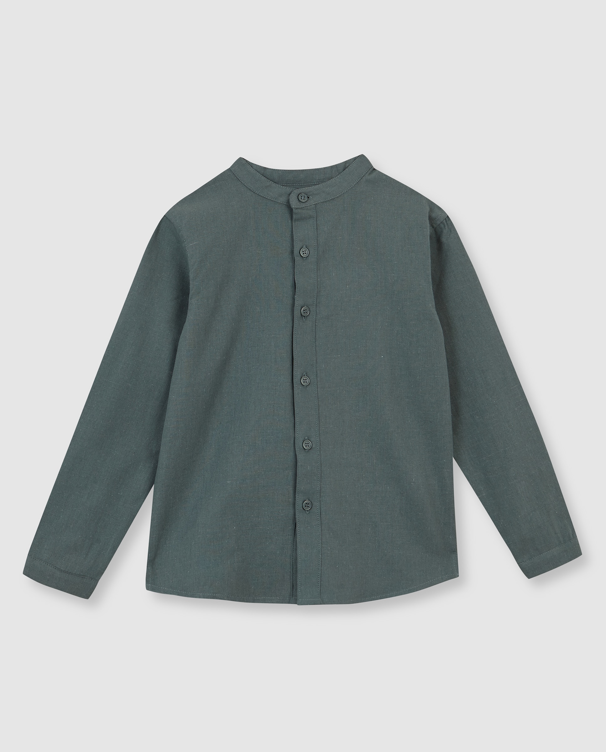 Camisa Infantil de Gola À Padre Lisa de Linho Verde-3