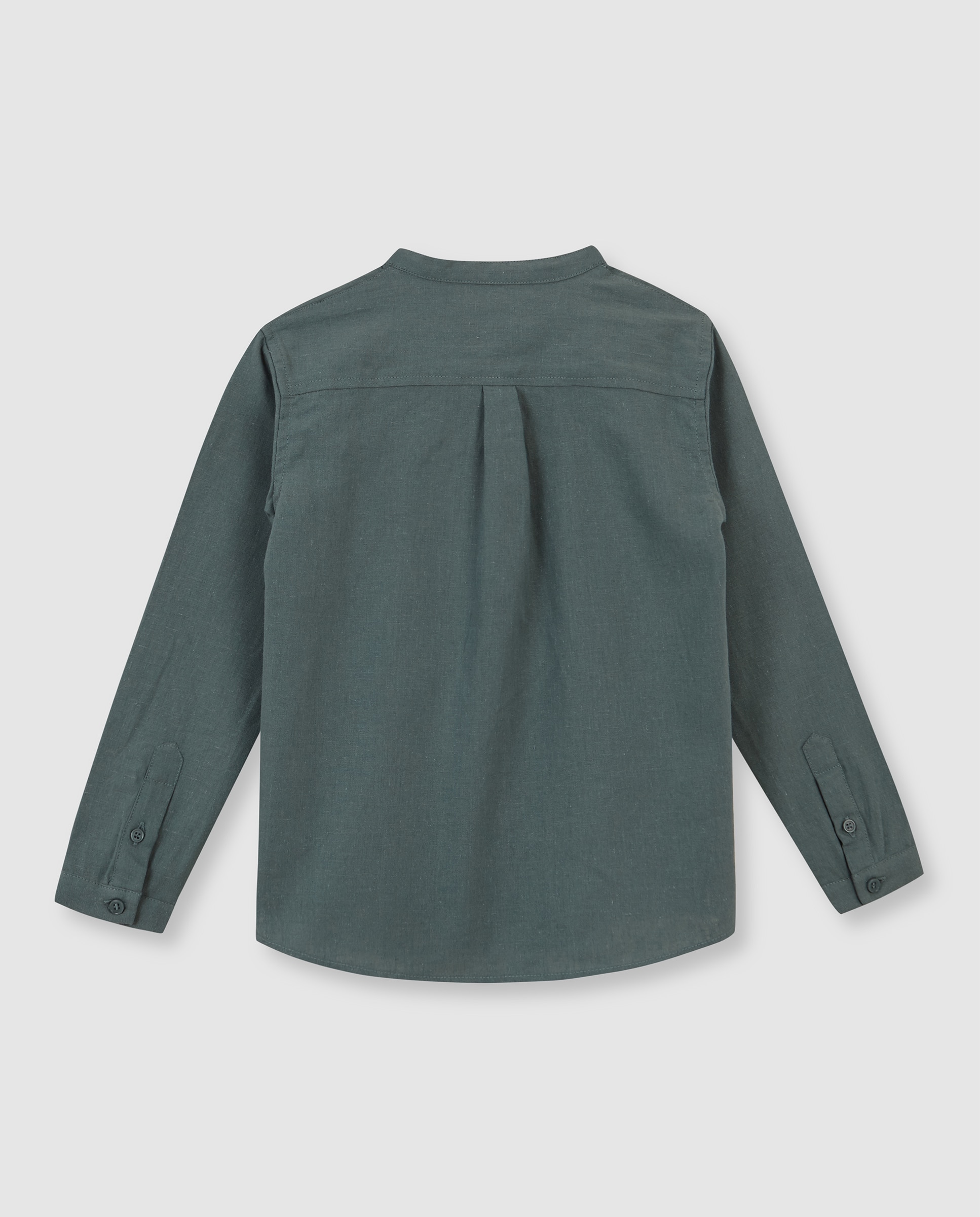 Camisa Infantil de Gola À Padre Lisa de Linho Verde-4