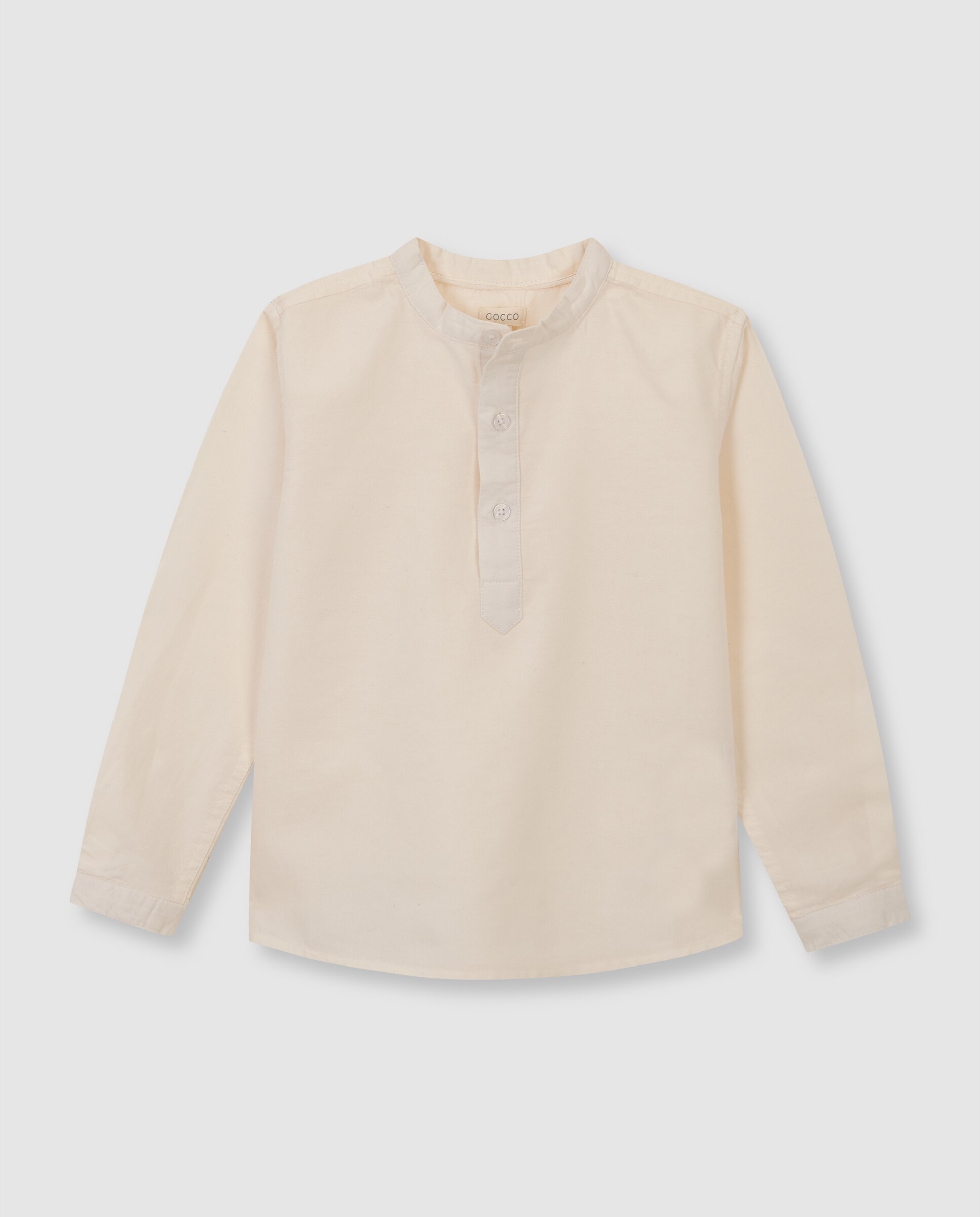 Camisa Infantil com Gola À Padre Branco-marfim-3
