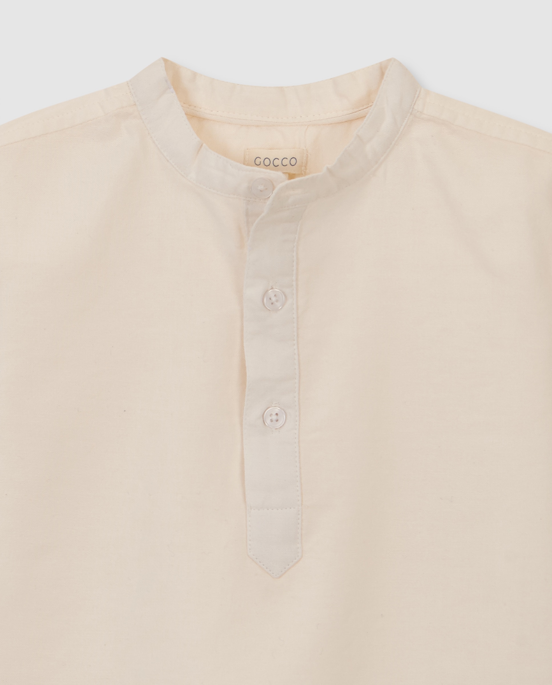 Camisa Infantil com Gola À Padre Branco-marfim-5