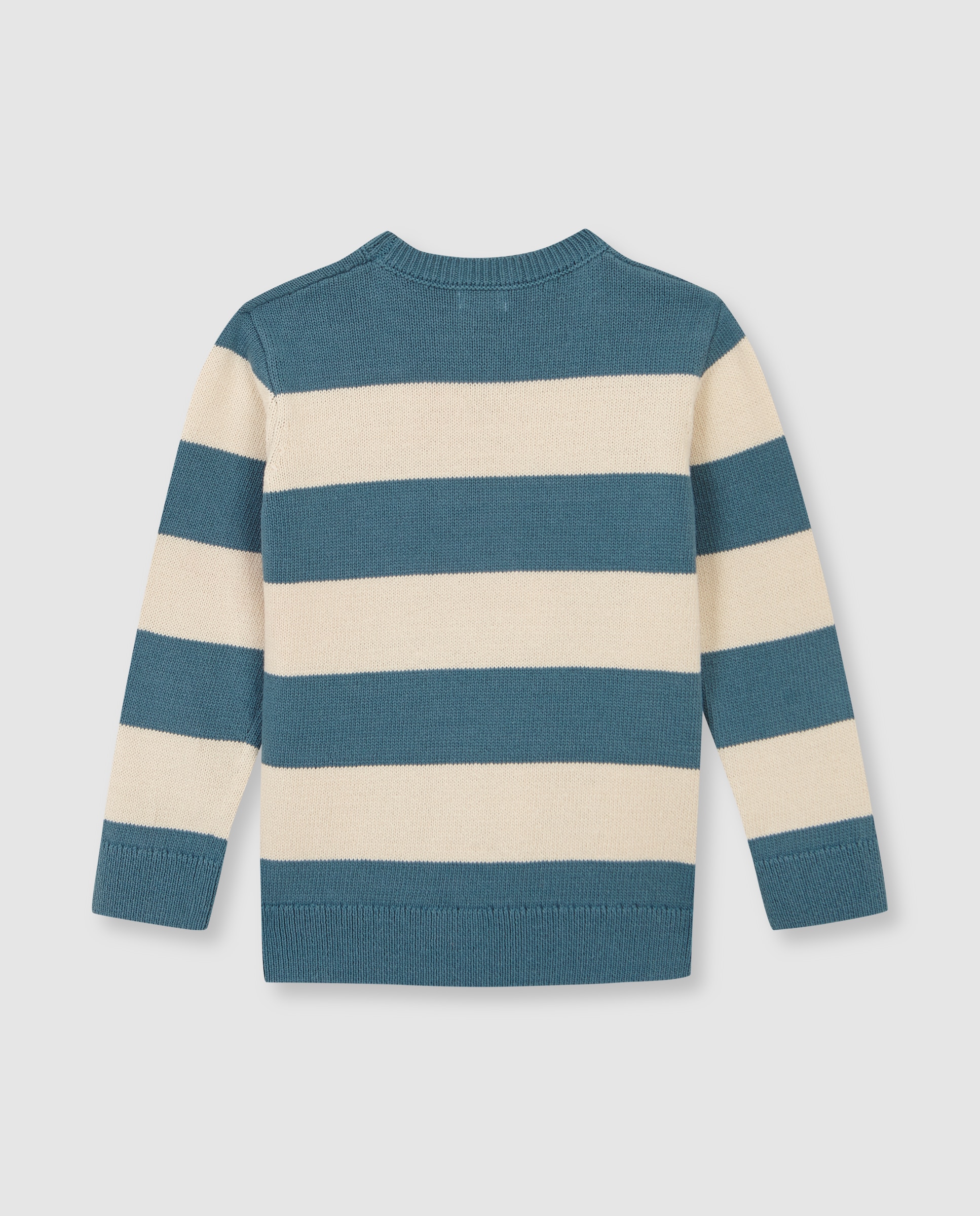 Camisola Infantil Às Riscas com Gráfico Gocco Azul denim-2