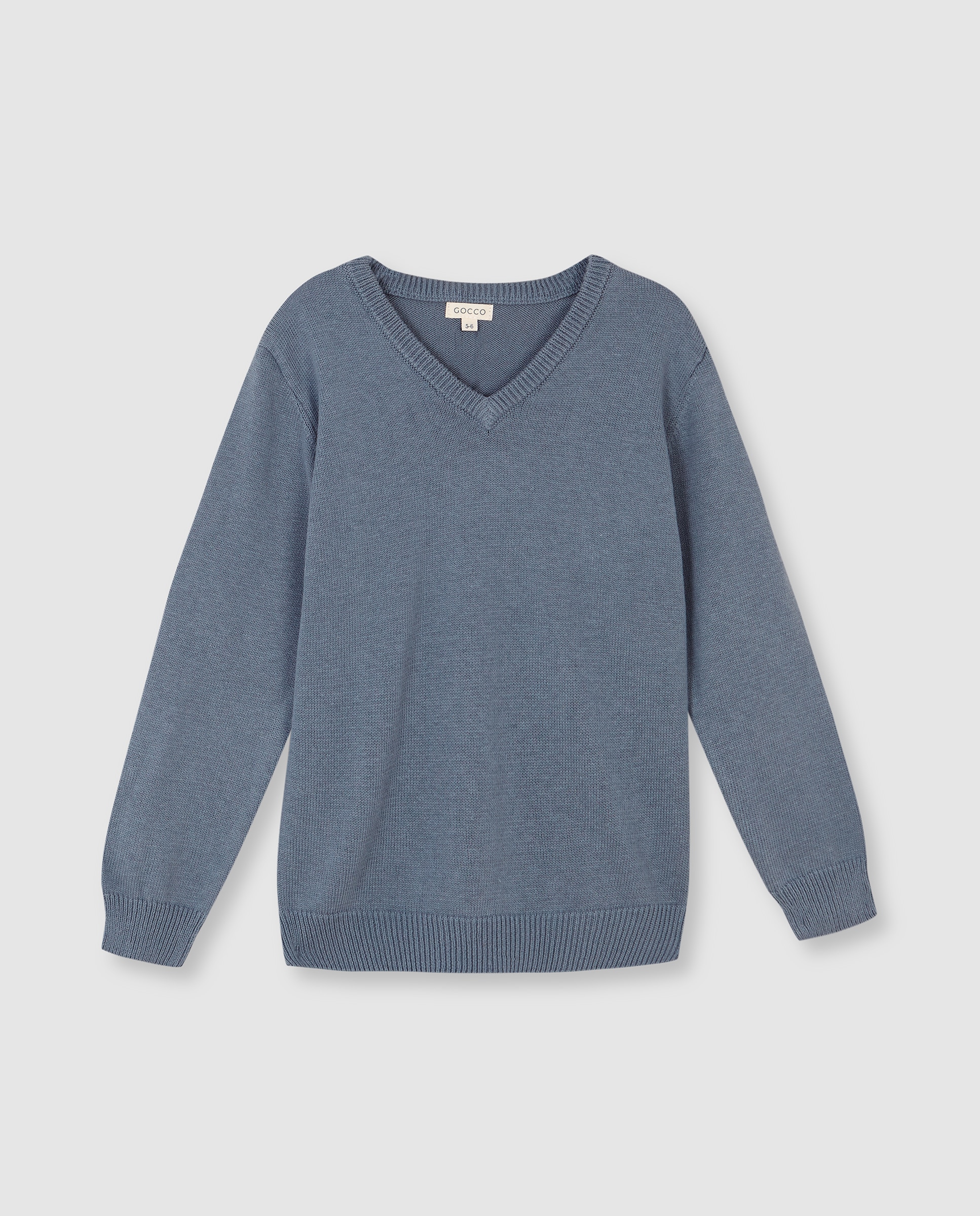 Camisola Infantil com Gola em V Gocco Cinzento-2