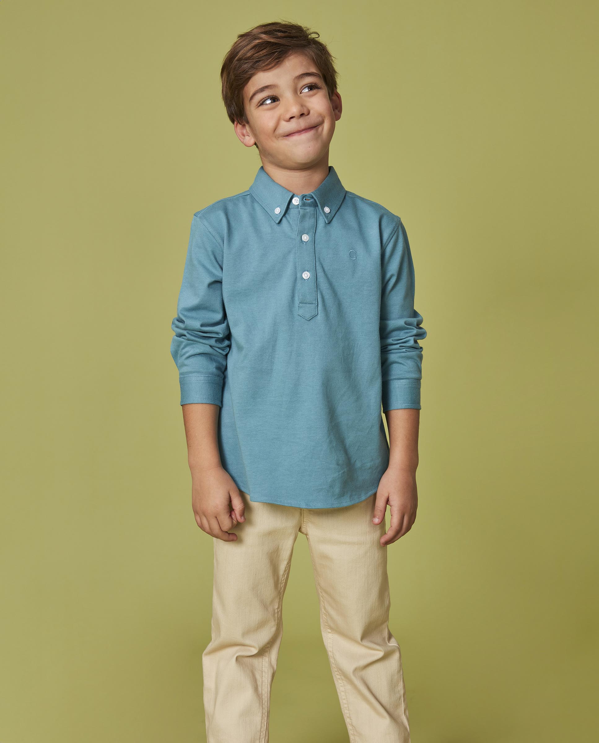Camisa Polo Infantil Azul-5