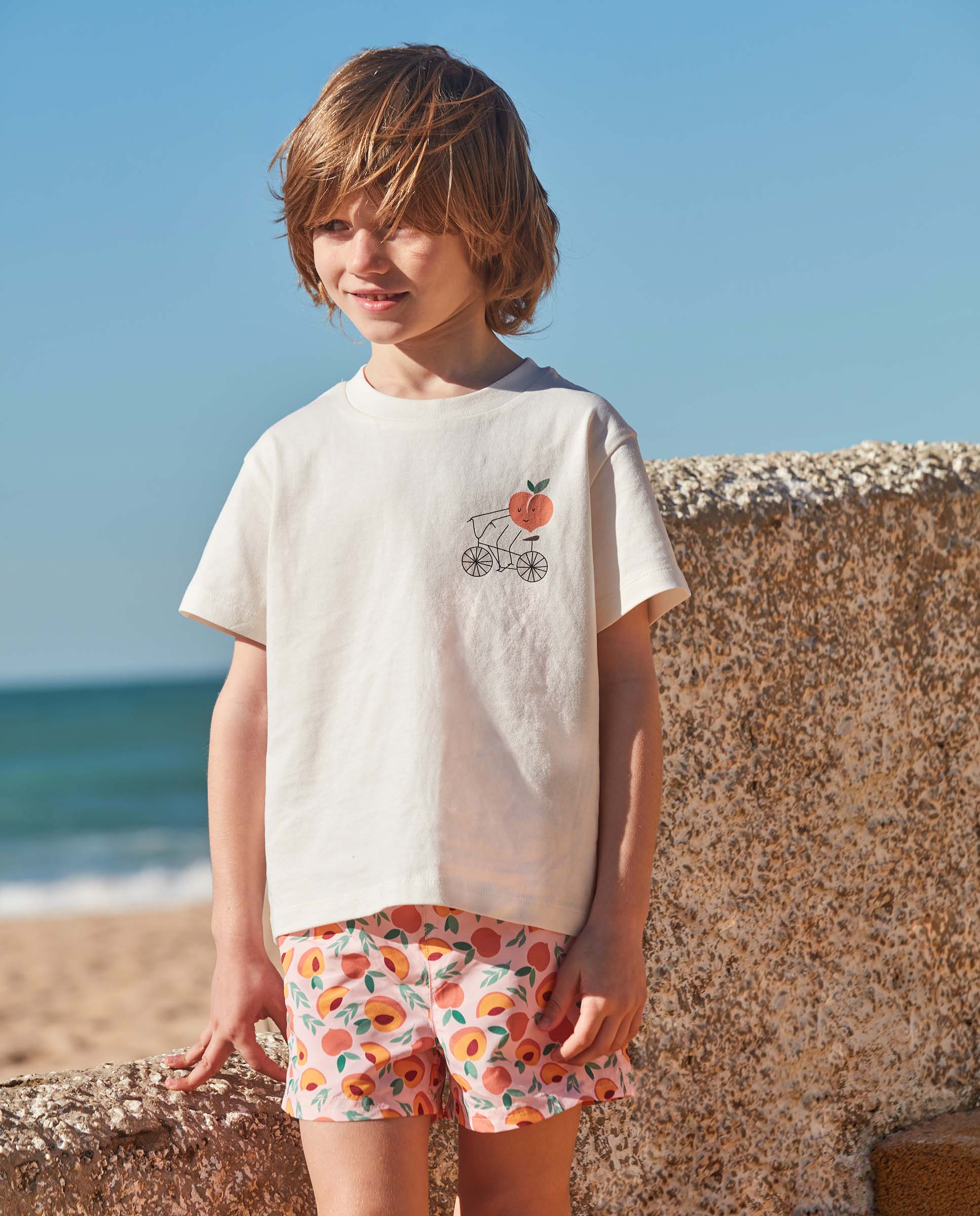 T-shirt Infantil com Print Branco-marfim-5