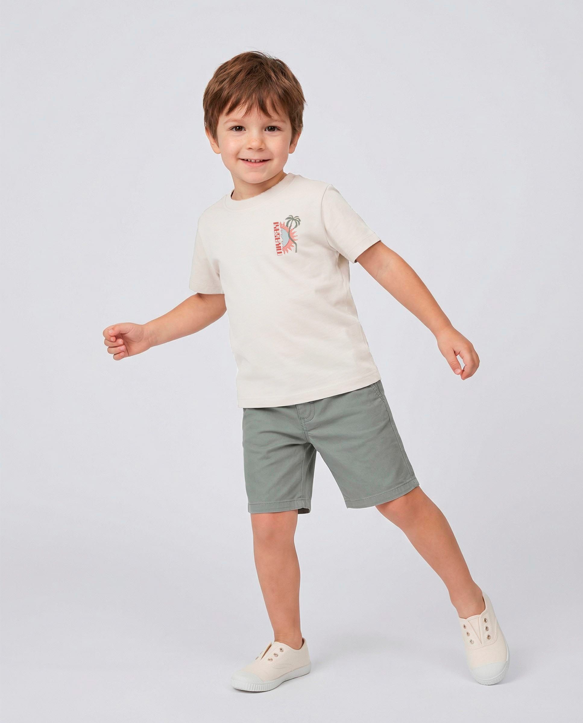 T-shirt Infantil com Estampado Surf Branco-marfim-5