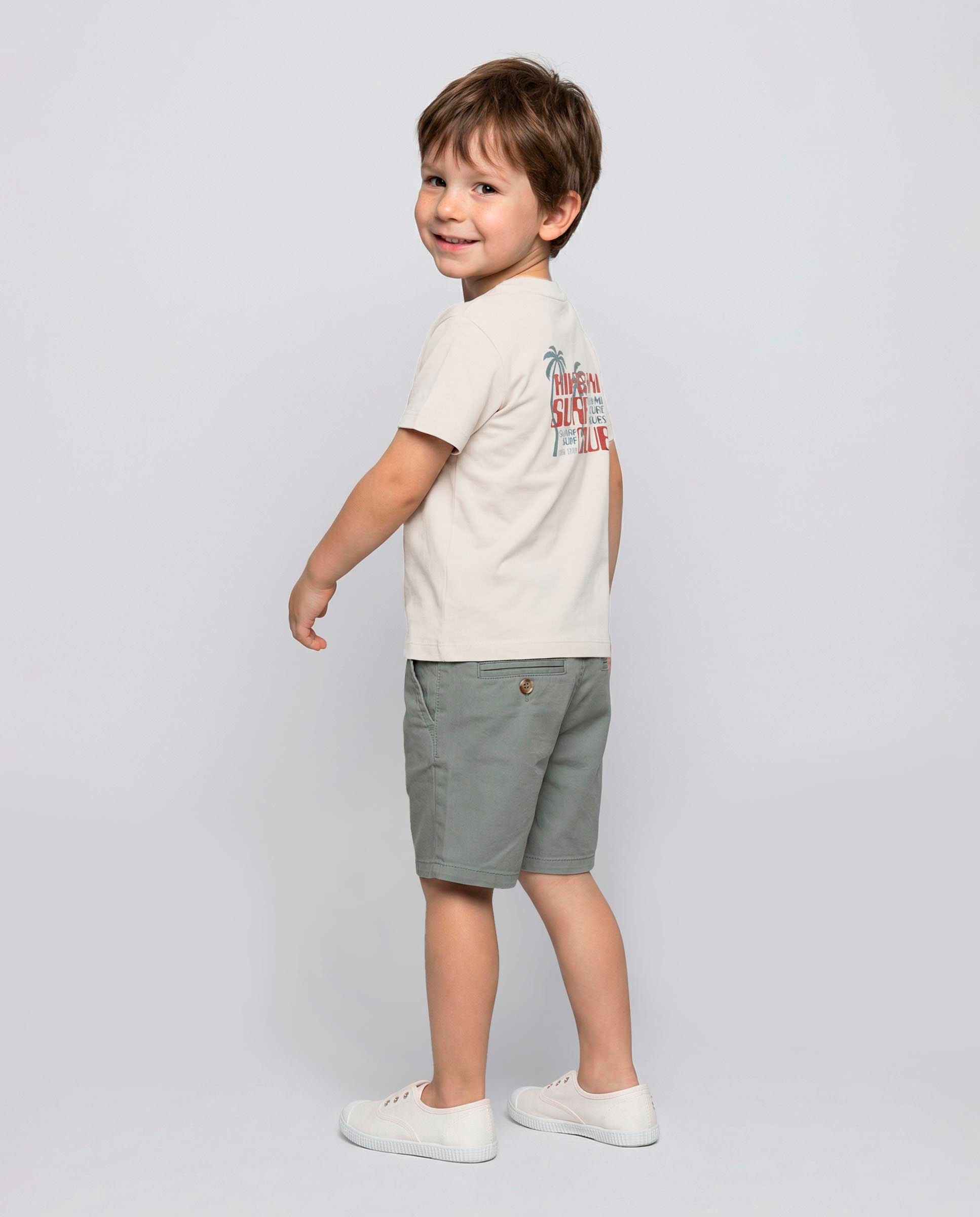 T-shirt Infantil com Estampado Surf Branco-marfim-6