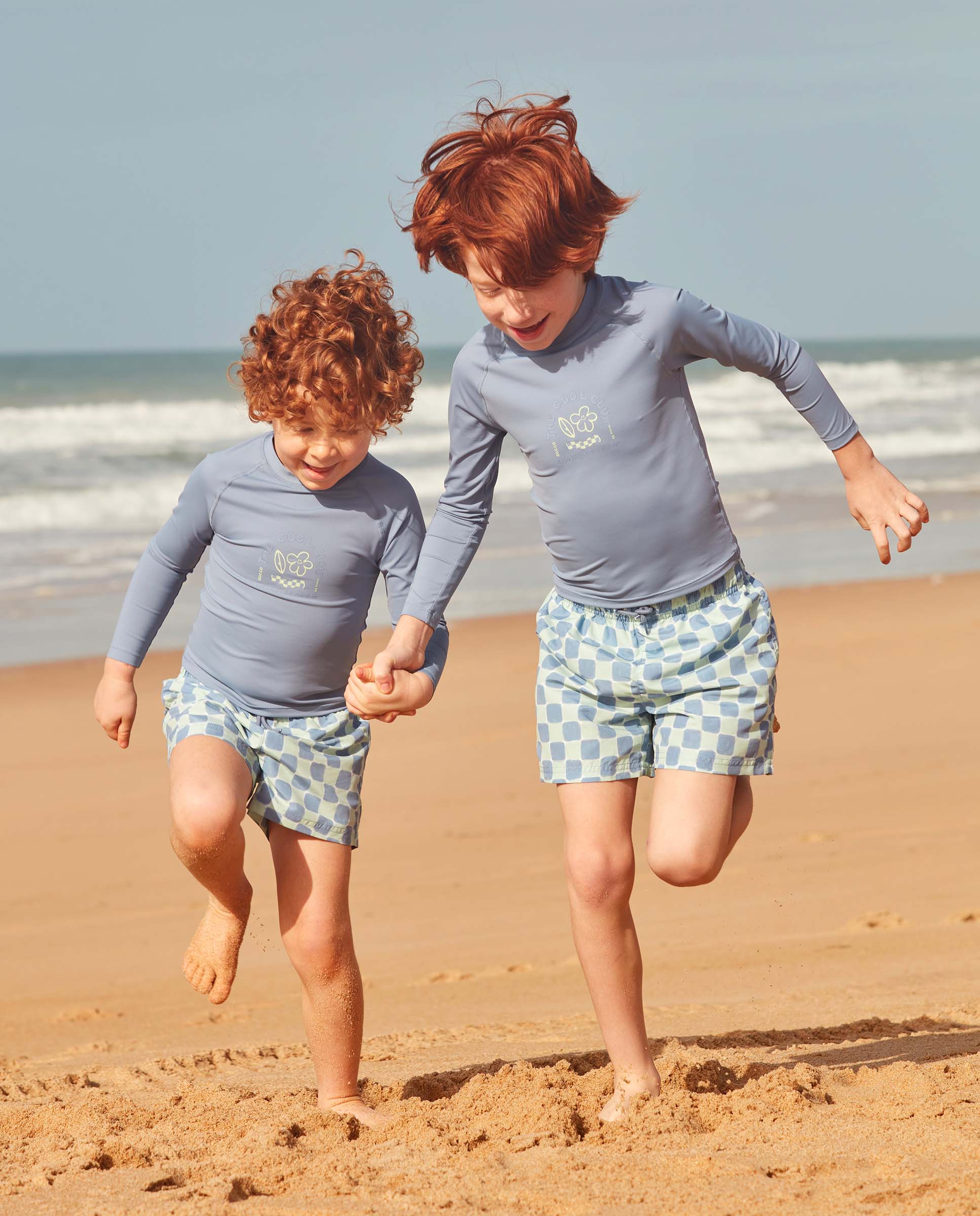 T-shirt Infantil Proteção Solar Retro Flower Azul-6