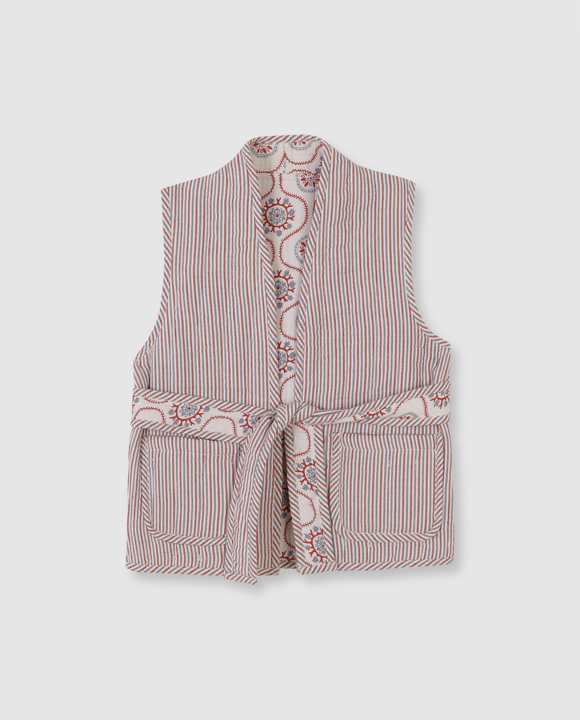 Colete Infantil Acolchoado Estampado Reversível Branco-marfim-2