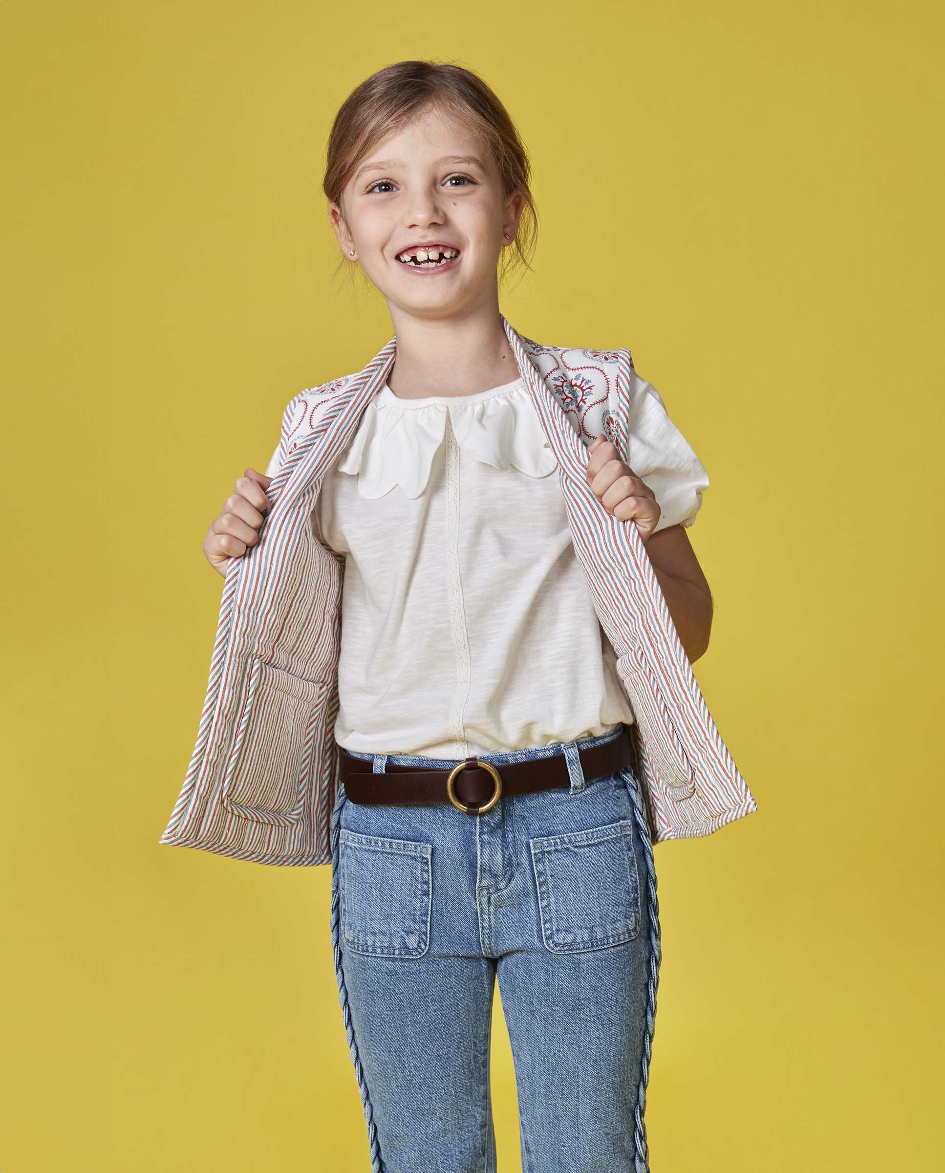 Colete Infantil Acolchoado Estampado Reversível Branco-marfim-10