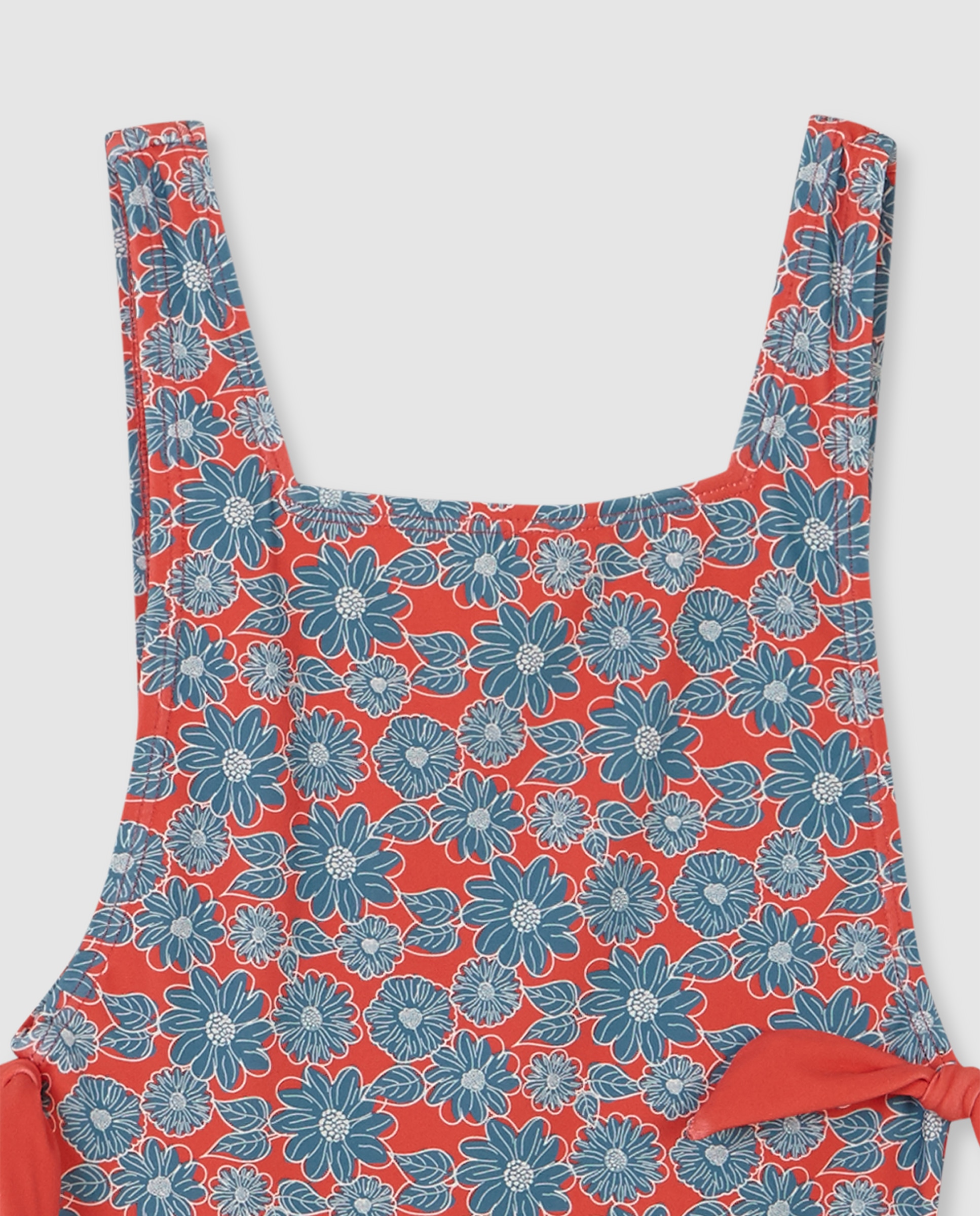 Fato de Banho Infantil com Flor Grande Gocco Vermelho / Azul-marinho-3