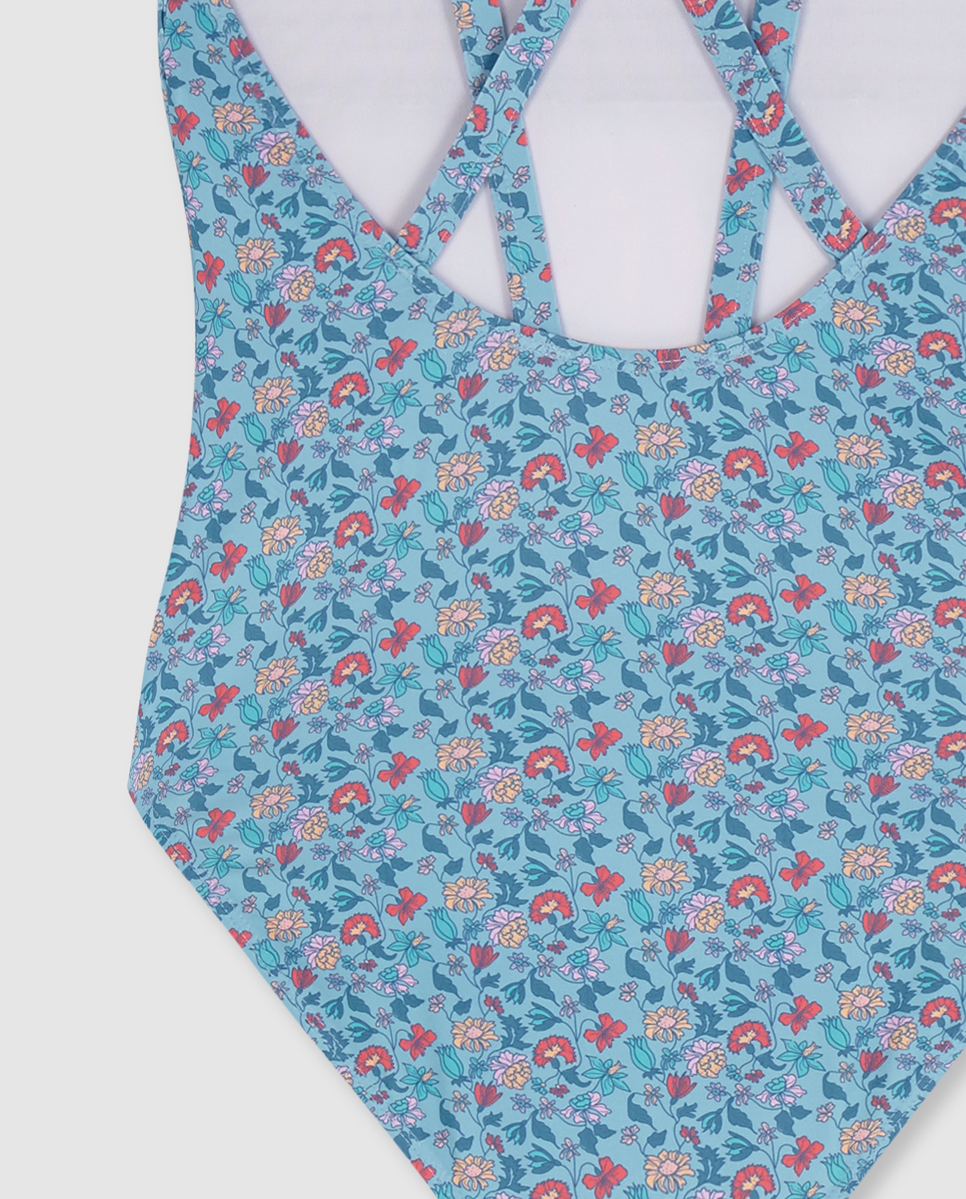 Fato de Banho Infantil com Estampado Flores Gocco Azul-claro-4