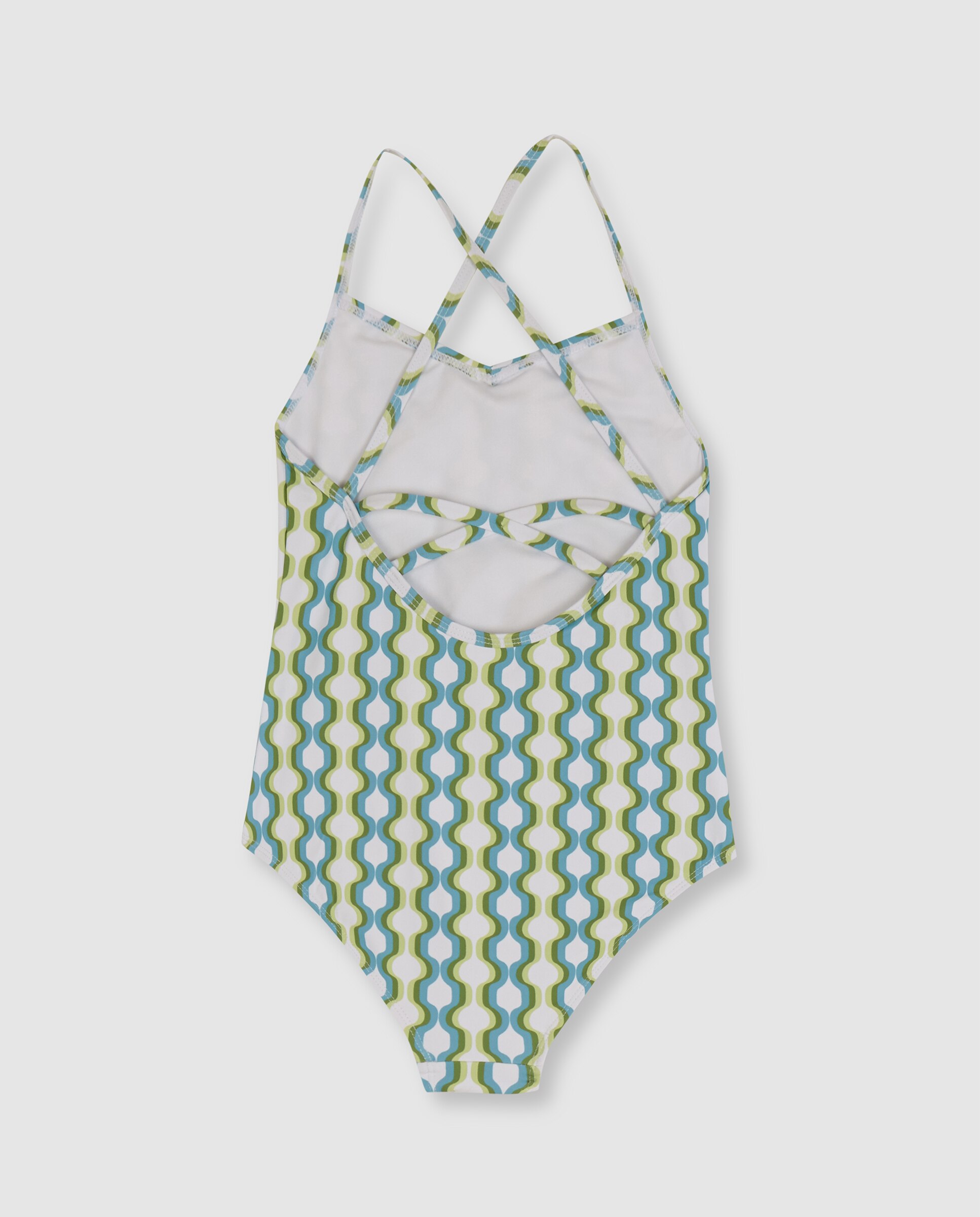 Fato de Banho Infantil com Estampado Geométrico Gocco Azul / Verde-2