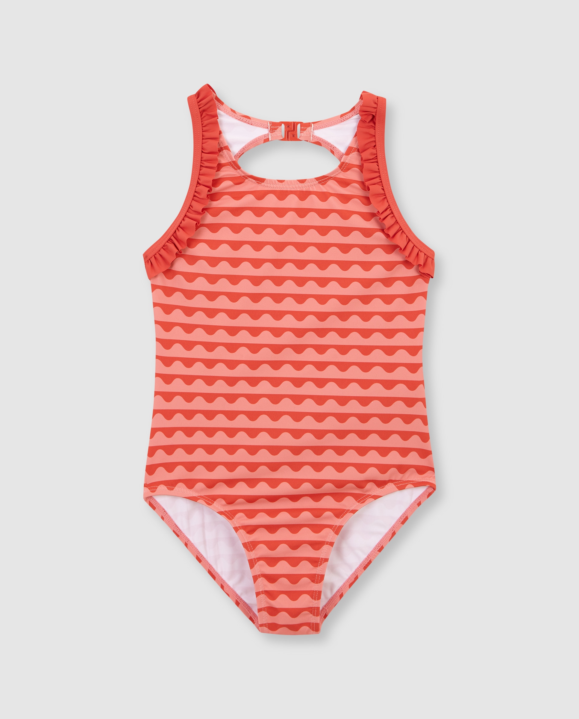 Imagem 0 de Fato de Banho Infantil com Estampado de Ondas com Folhos