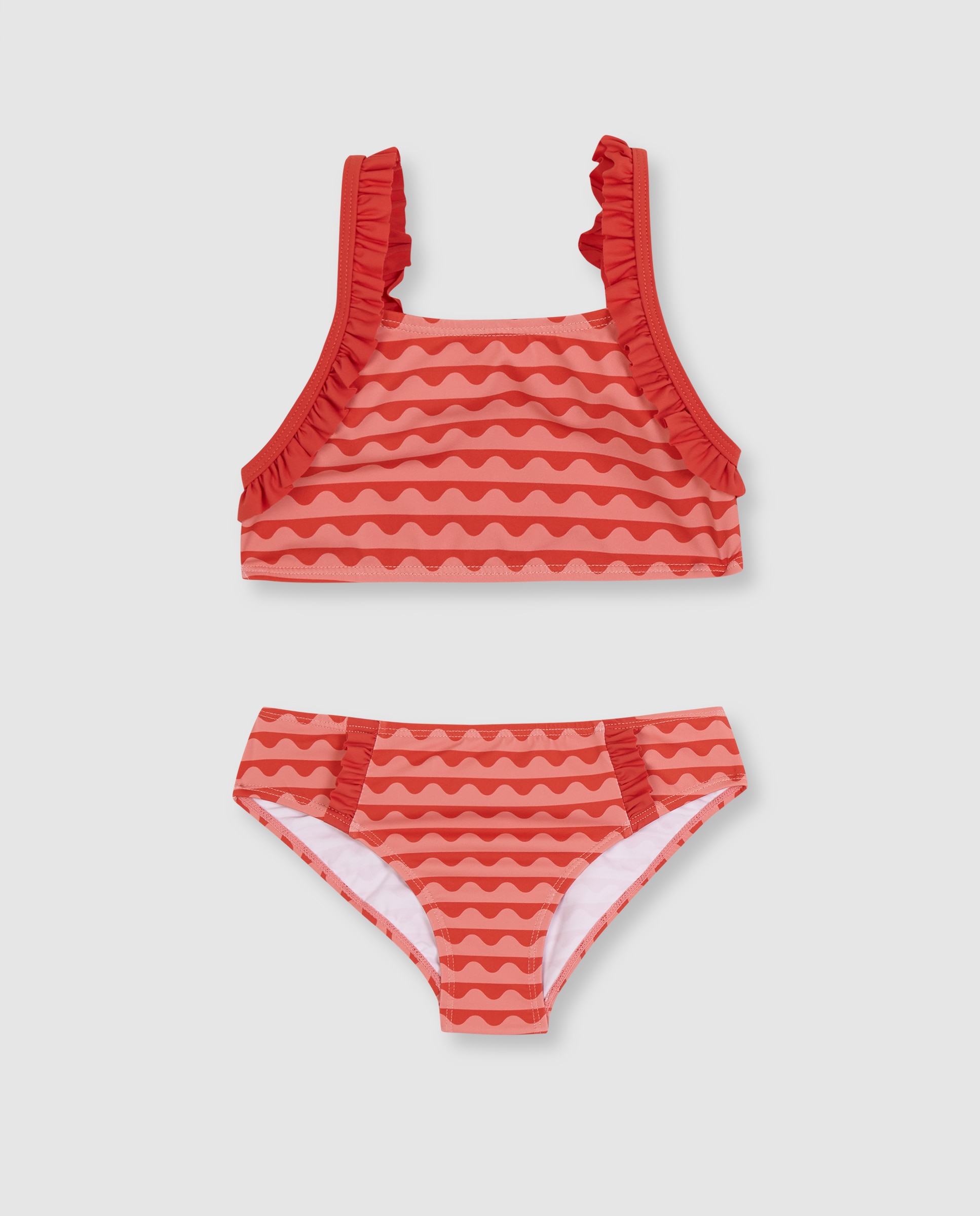 Imagem 0 de Biquíni Infantil com Estampado de Ondas e Folhos