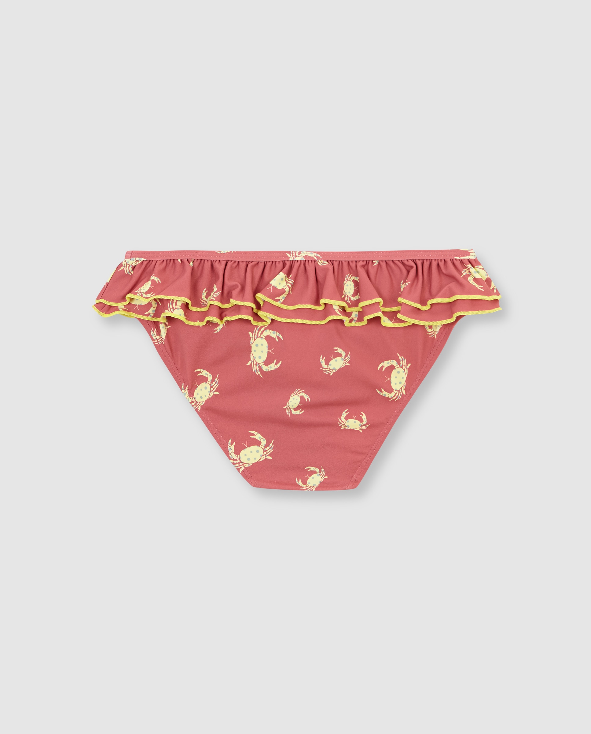 Cueca Infantil Às Riscas com Folho Coral-2