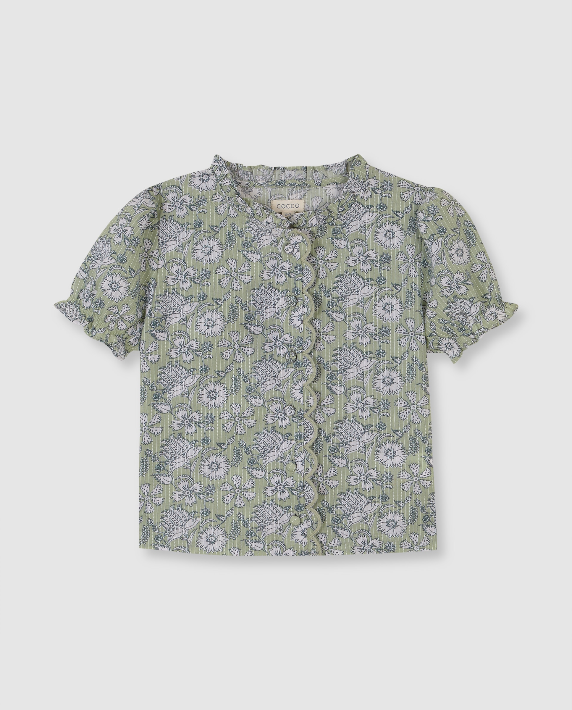 Blusa Infantil de Flores Gocco Verde-claro-3
