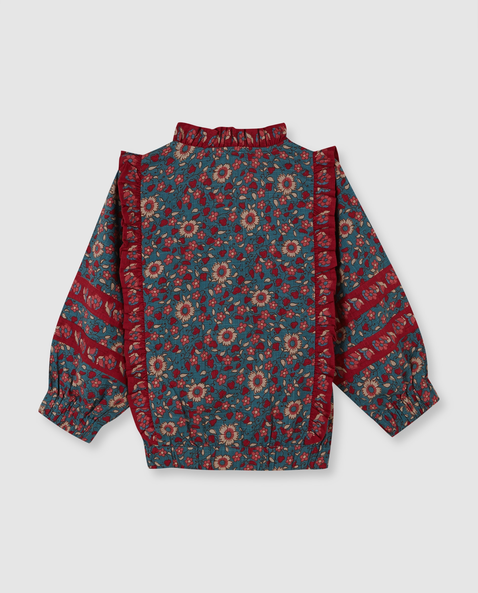 Camisa Infantil de Flores Azul Royal-2