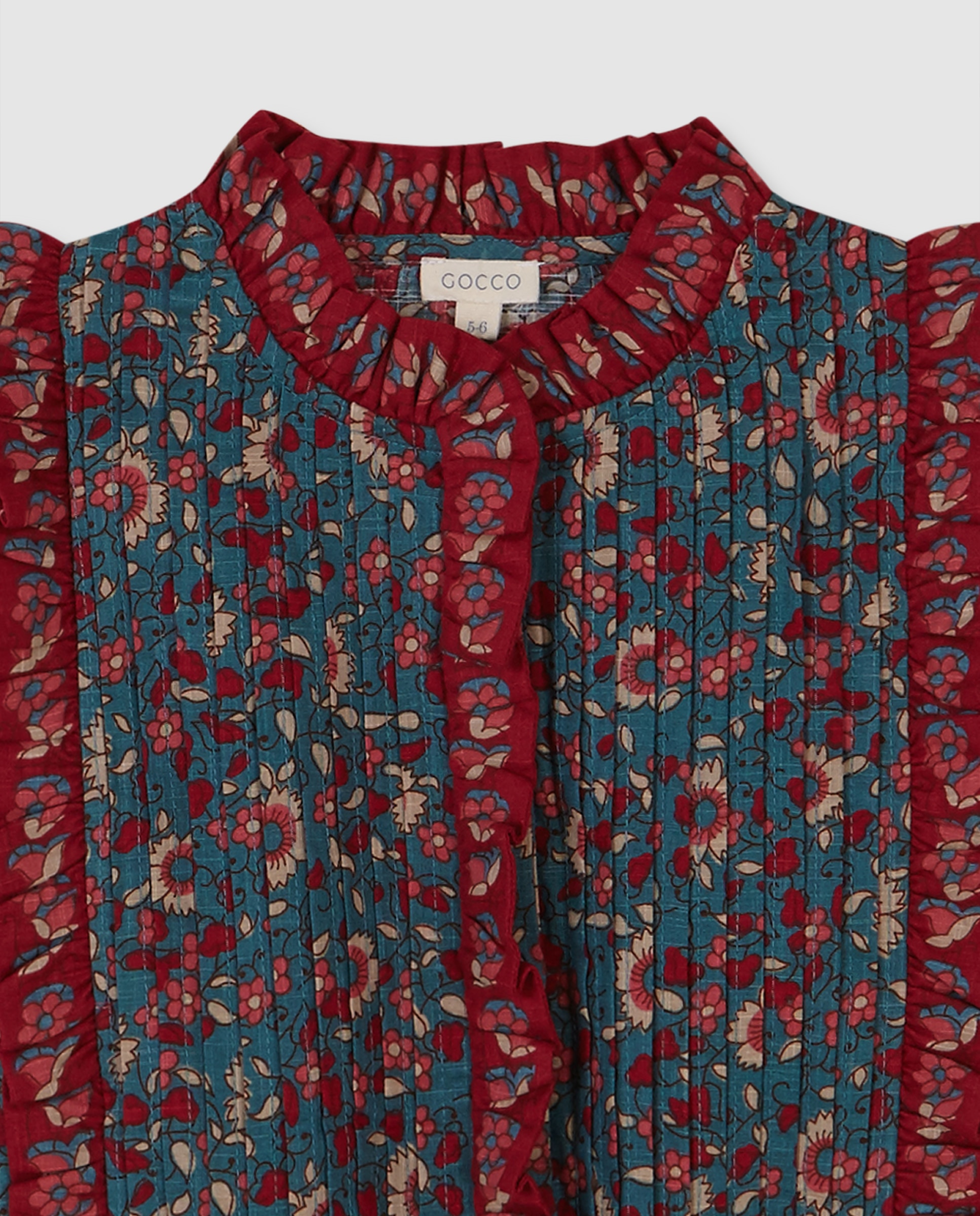 Camisa Infantil de Flores Azul Royal-3