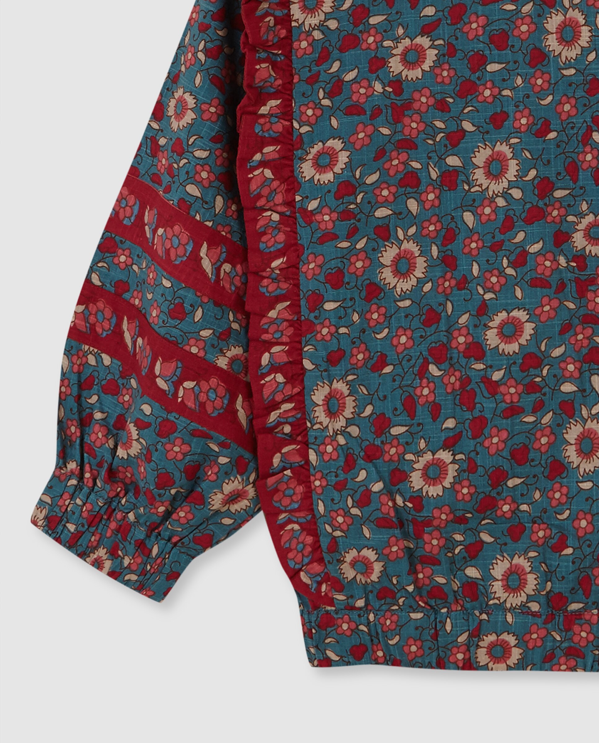 Camisa Infantil de Flores Azul Royal-4