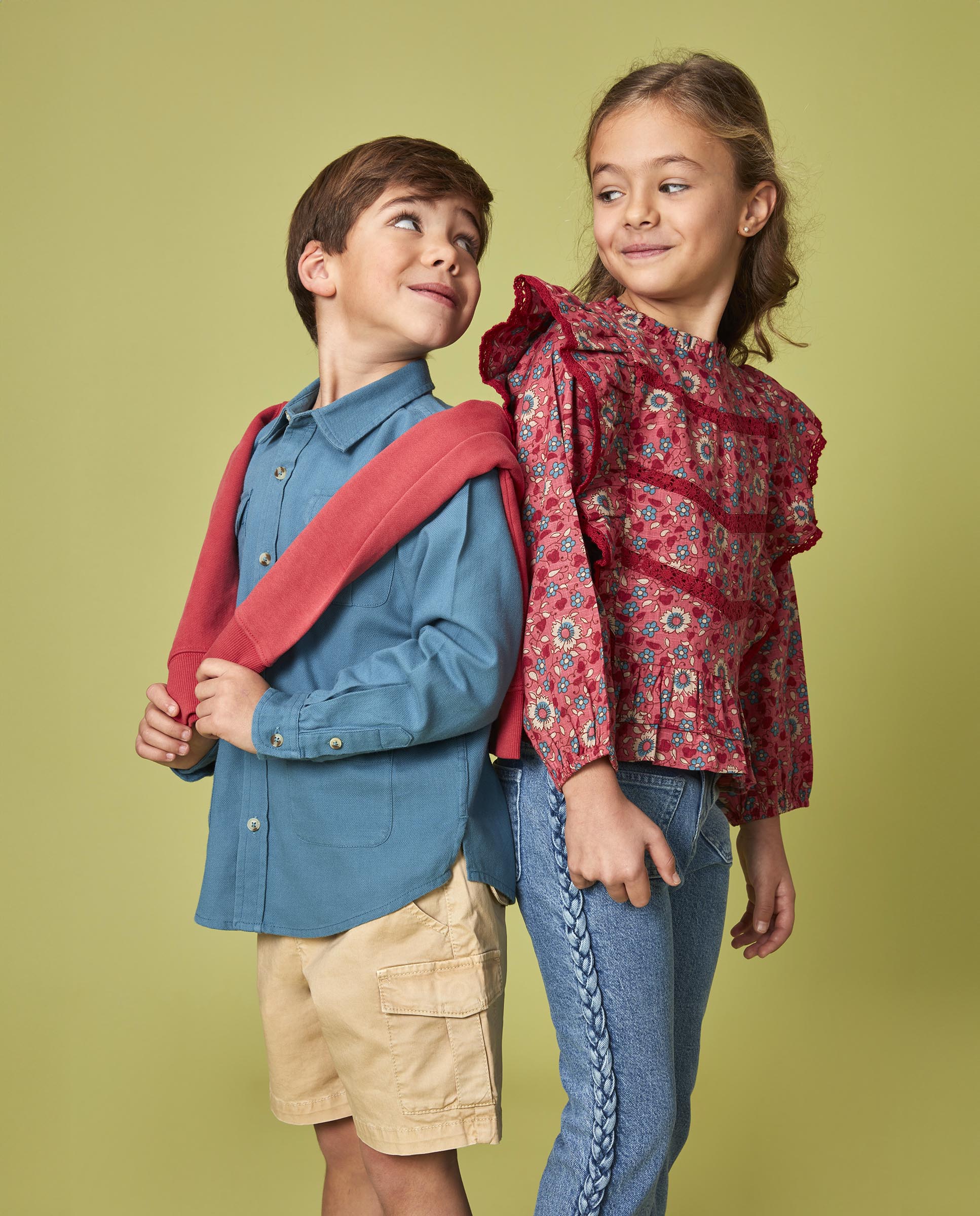 Camisa Infantil Estampada de Flores com Tiras Gocco Coral-6