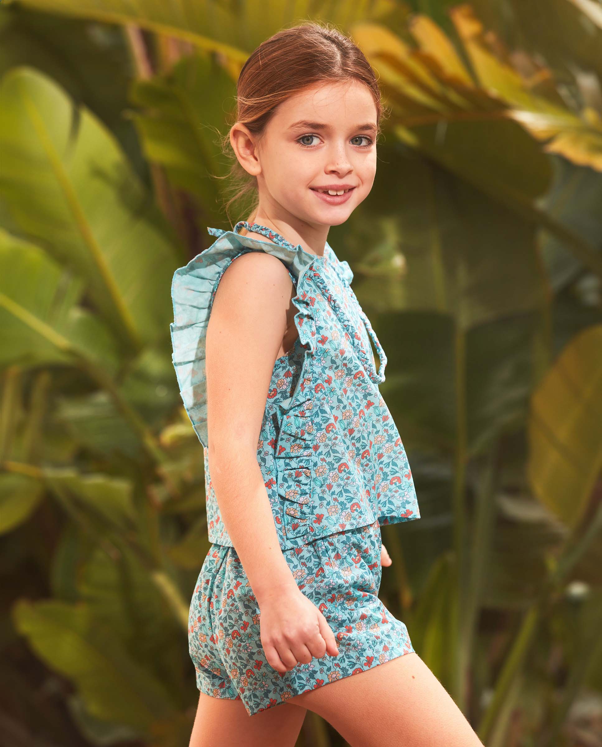 Blusa Infantil de Flores Gocco Azul-claro-5