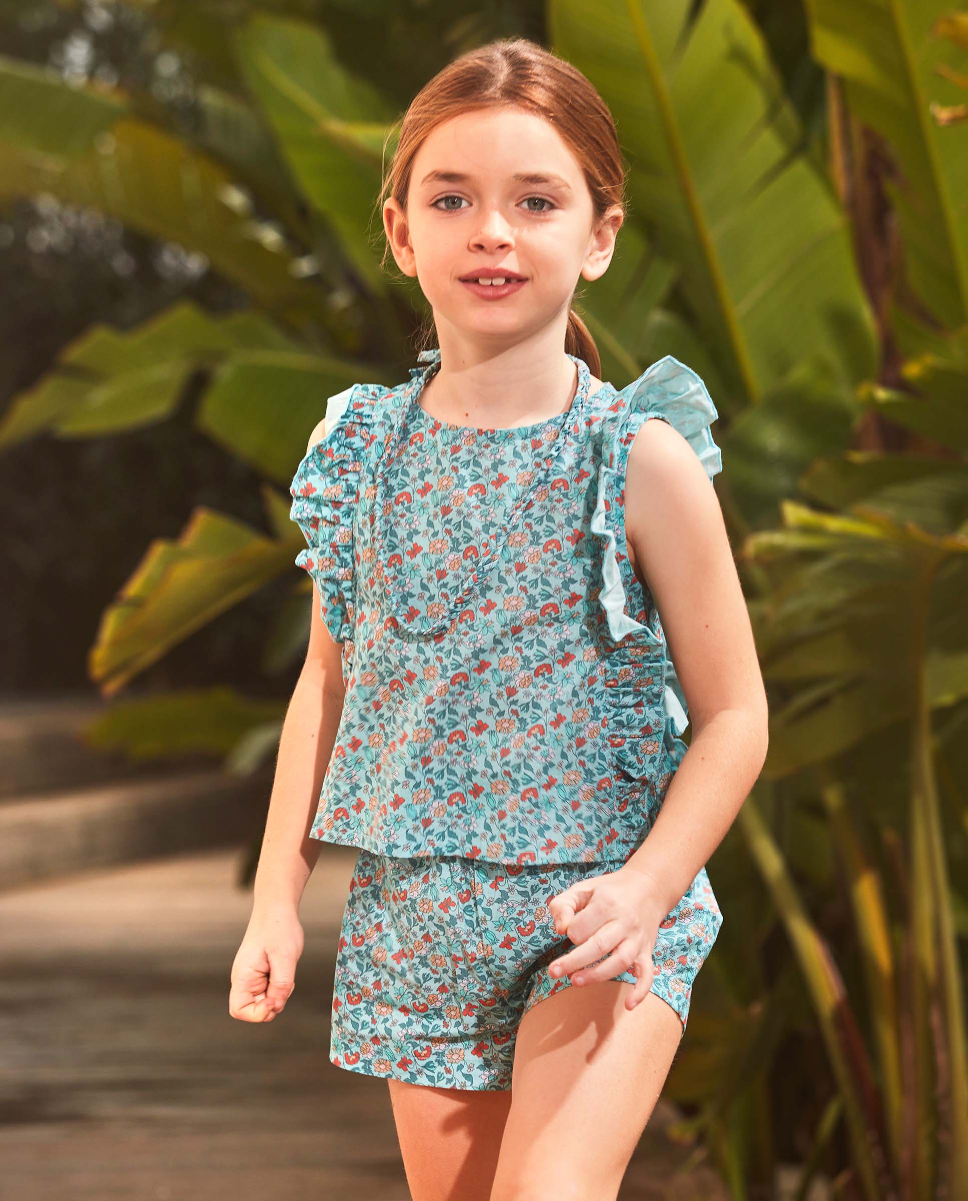 Blusa Infantil de Flores Gocco Azul-claro-6