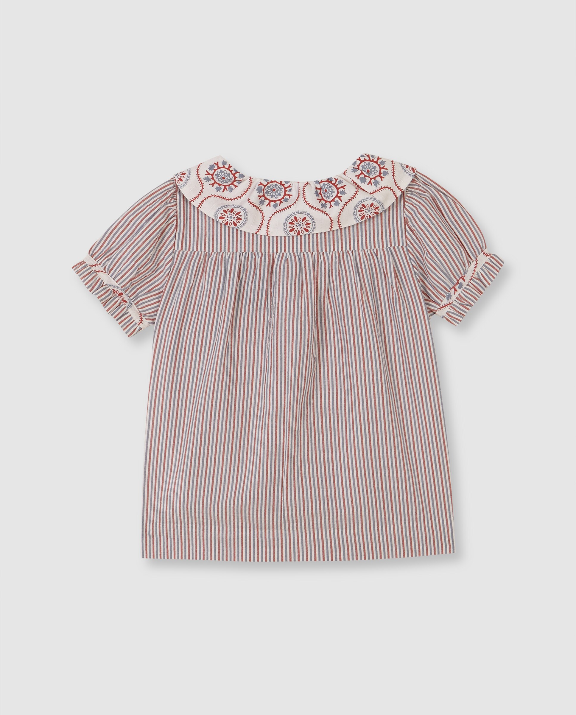 Blusa de Manga Curta com Tecidos em Contraste Gocco Branco-marfim-2