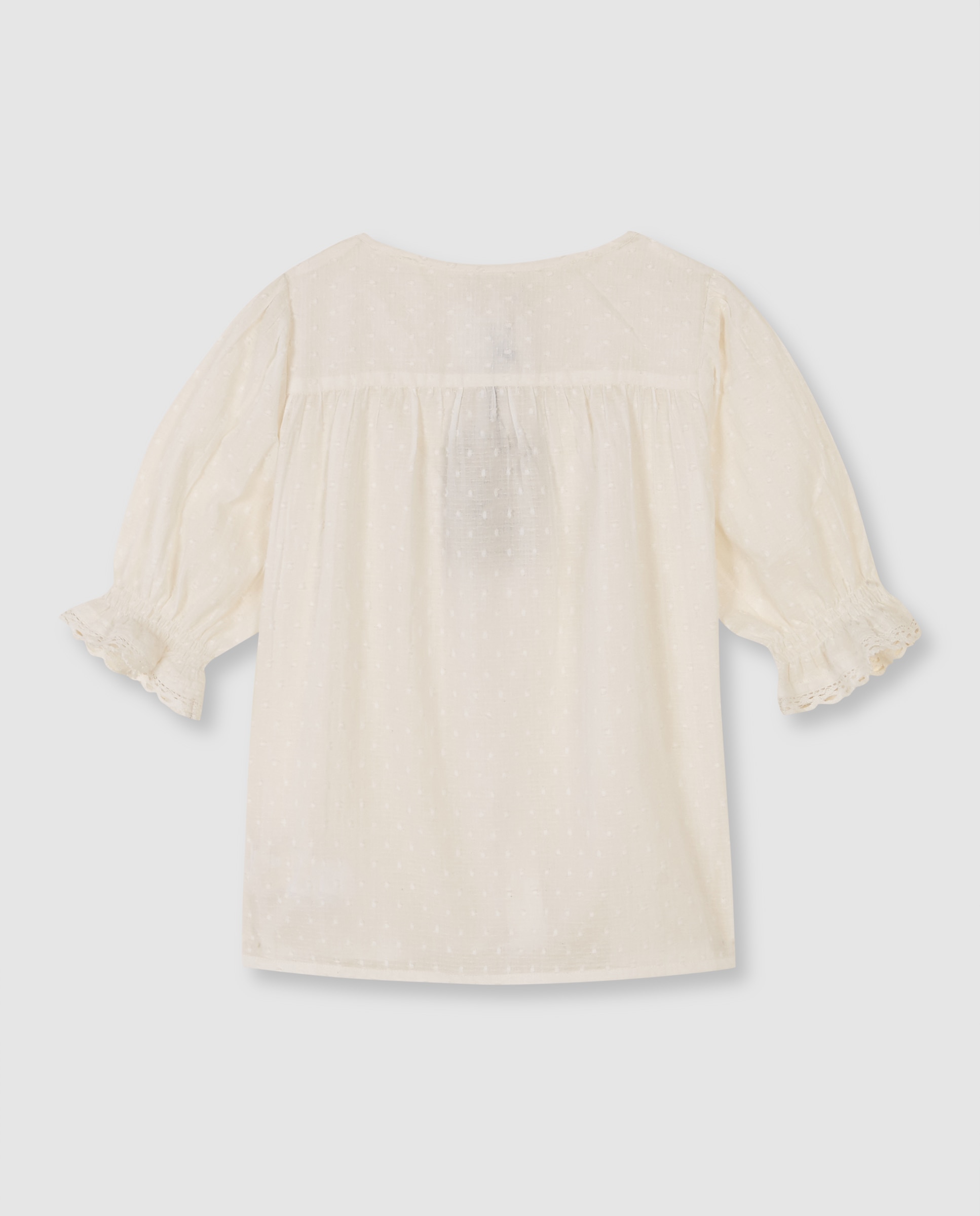 Blusa Infantil com Tiras Bordadas Gocco Branco-marfim-2