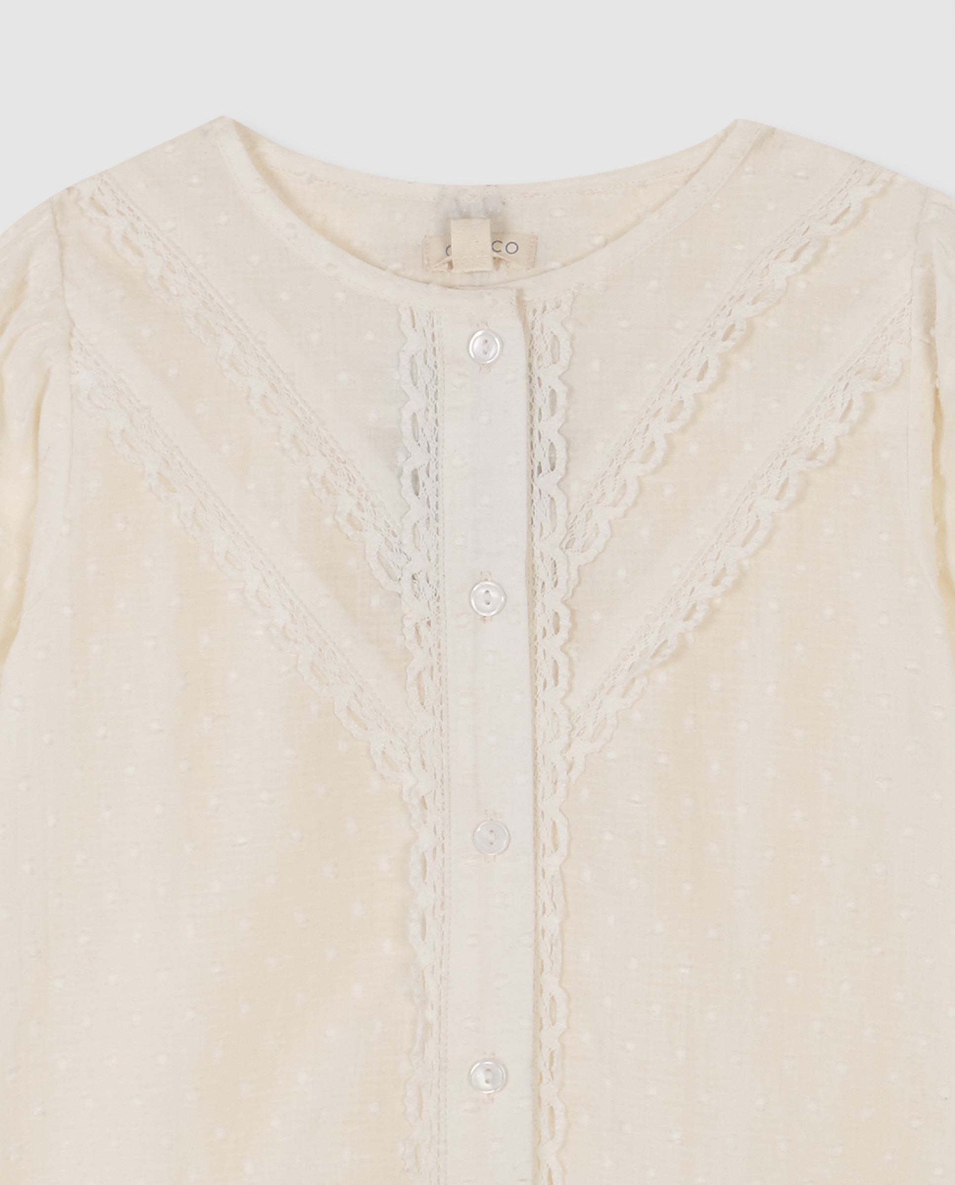 Blusa Infantil com Tiras Bordadas Gocco Branco-marfim-3