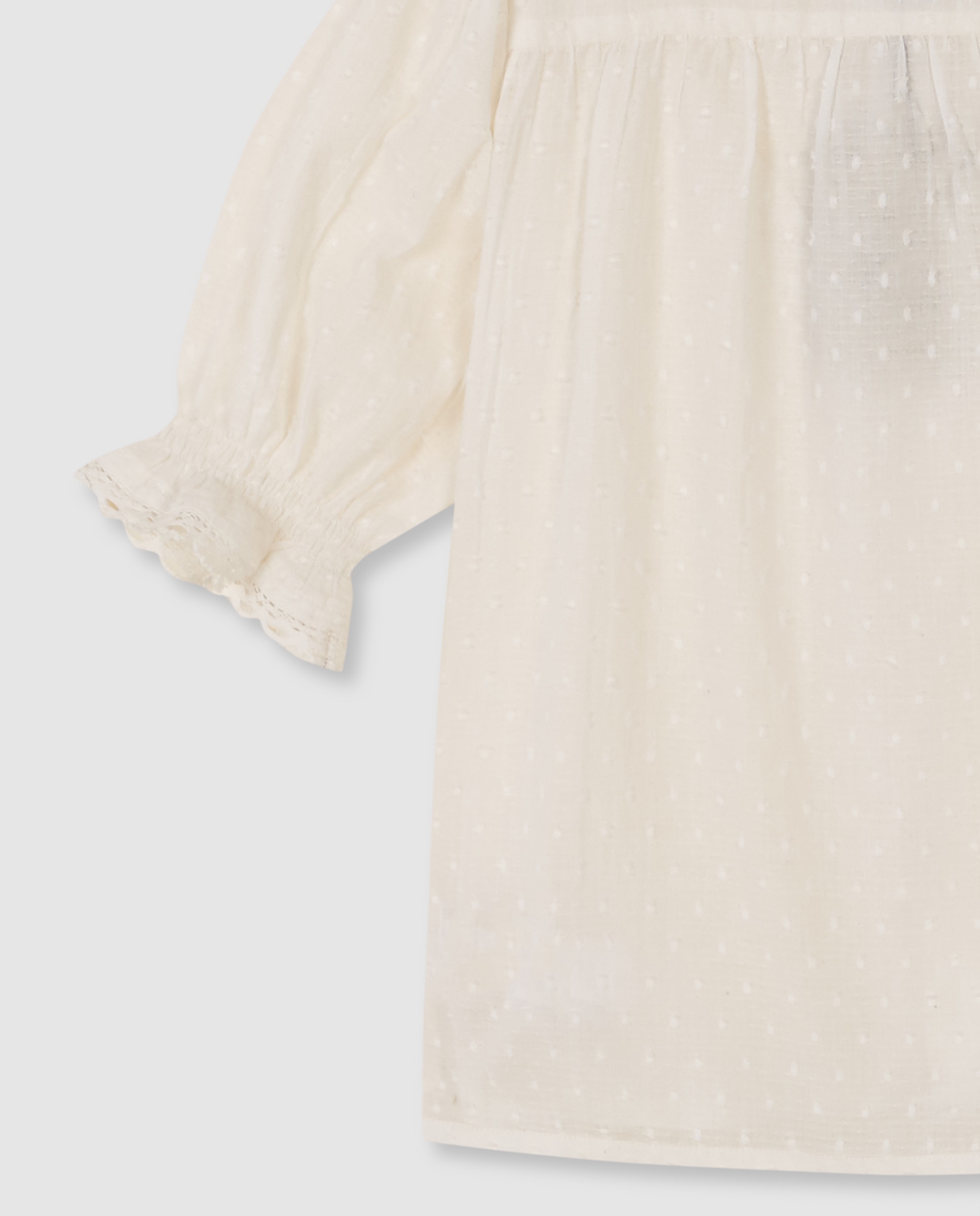 Blusa Infantil com Tiras Bordadas Gocco Branco-marfim-4