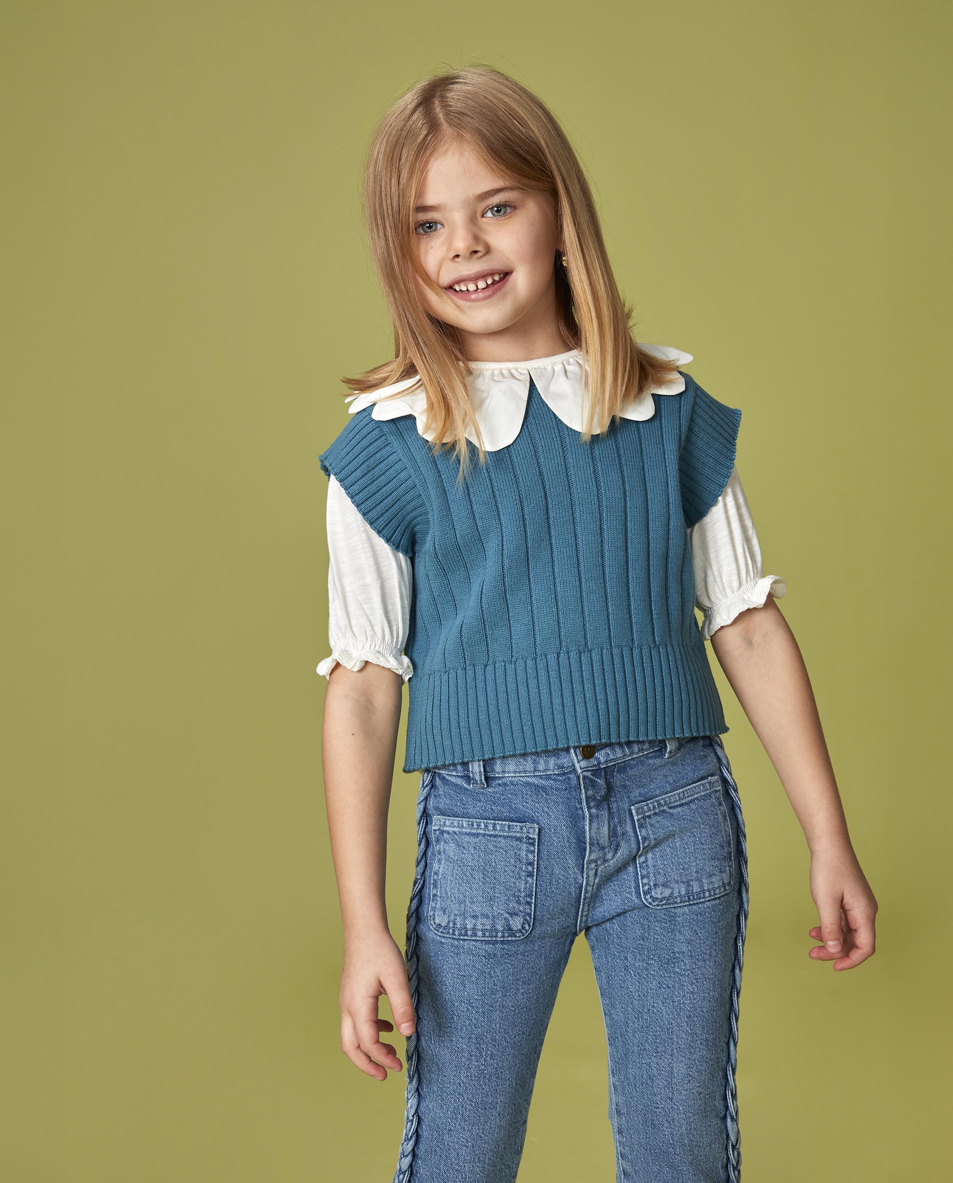 Colete Infantil de Malha Gocco Azul-5