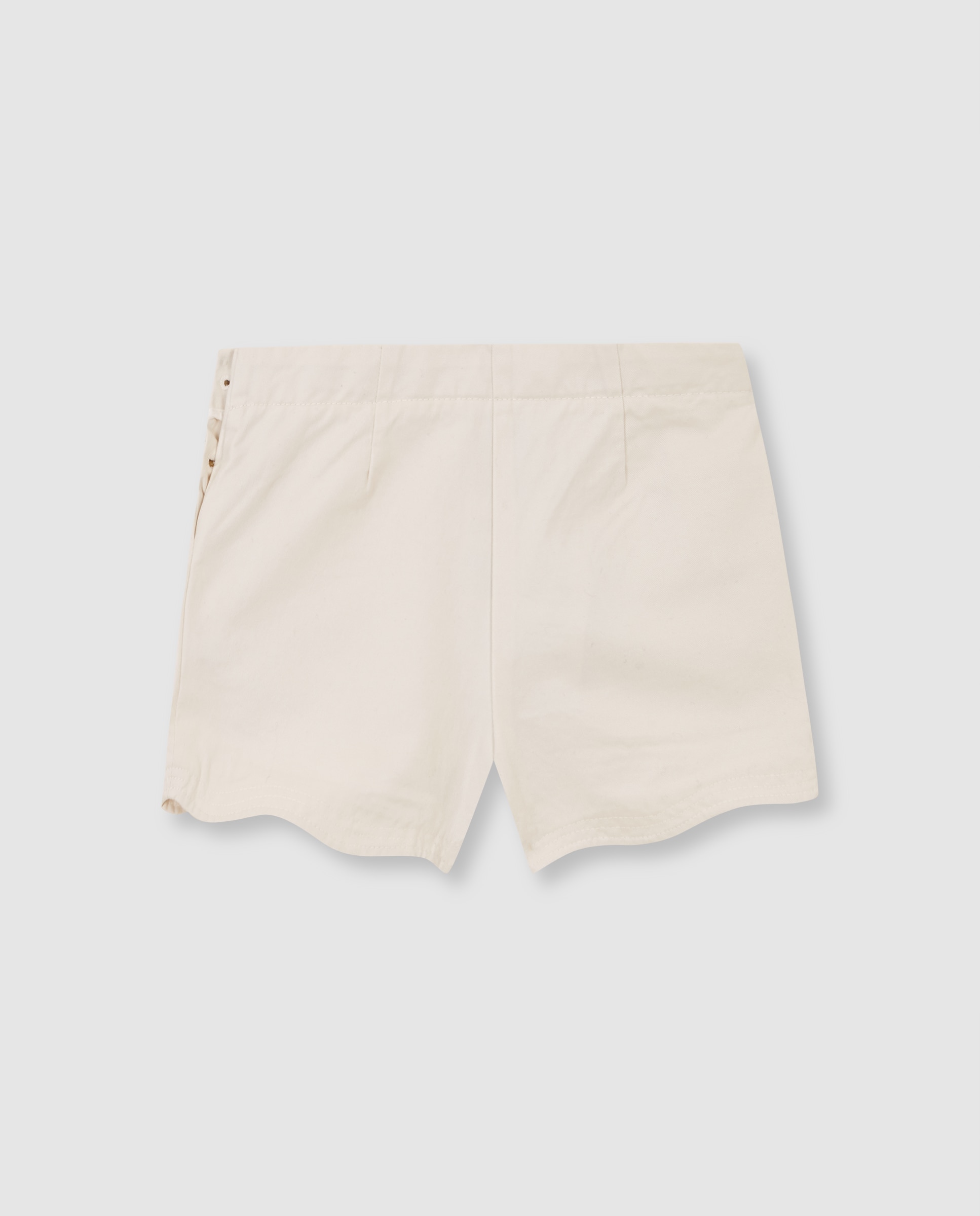 Calças Curtas Infantil com Rebordo Ondulado Branco-marfim-4