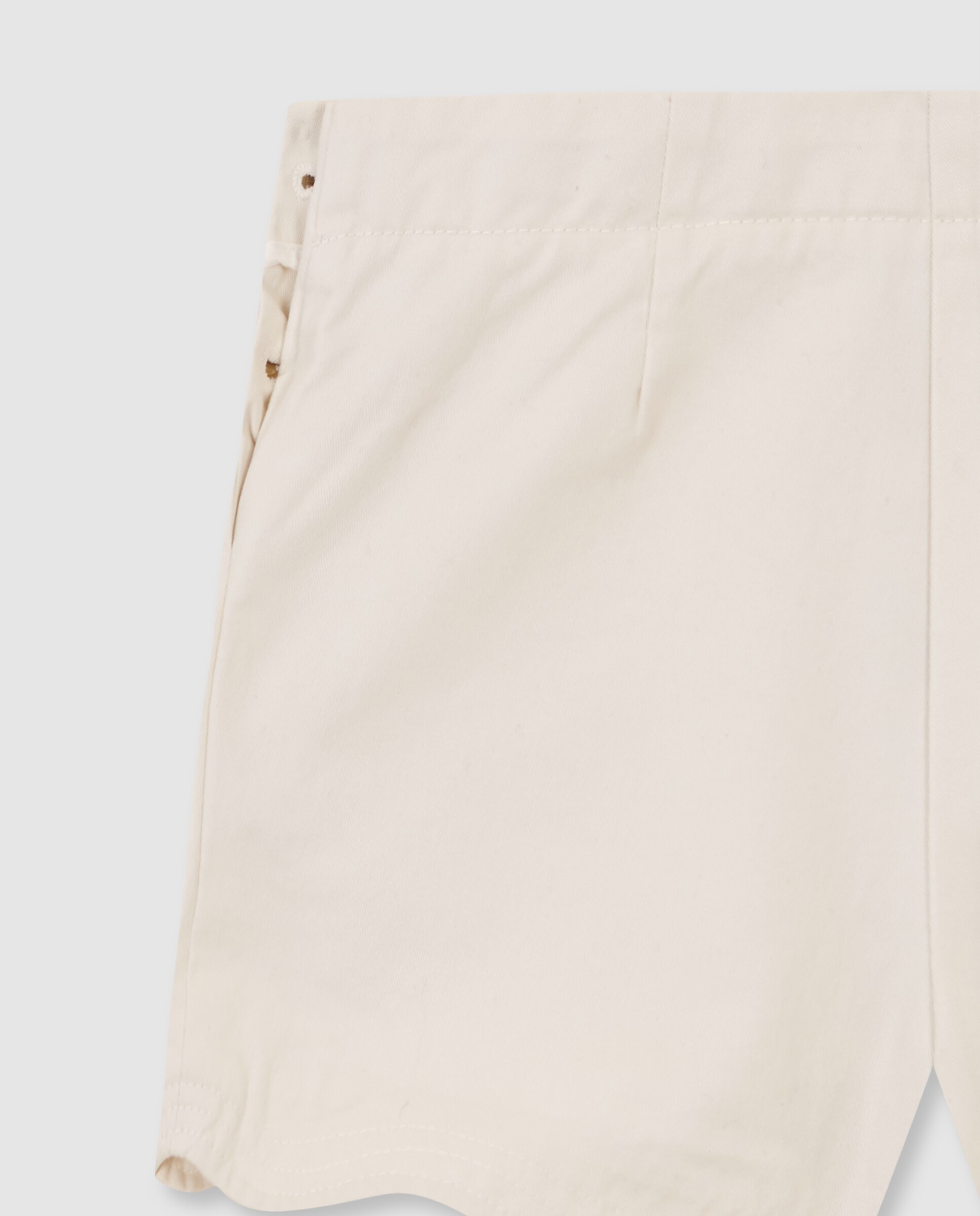 Calças Curtas Infantil com Rebordo Ondulado Branco-marfim-6