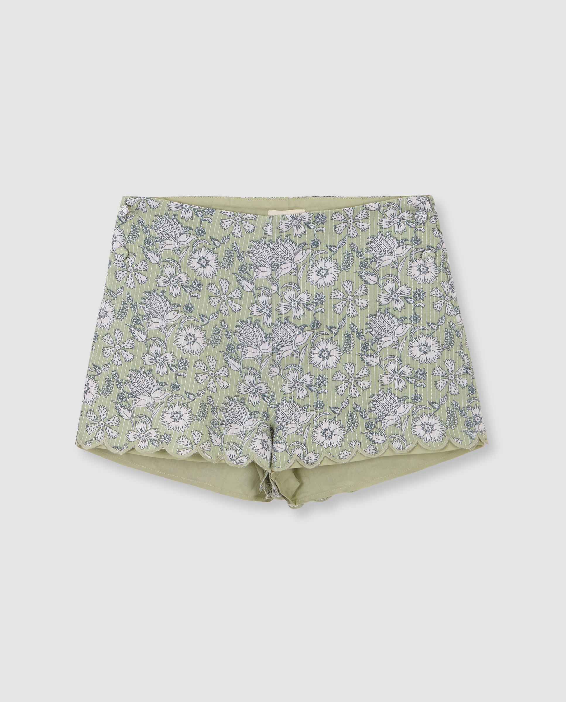 Shorts Infantil com Rebordos Ondulados Verde-claro-3