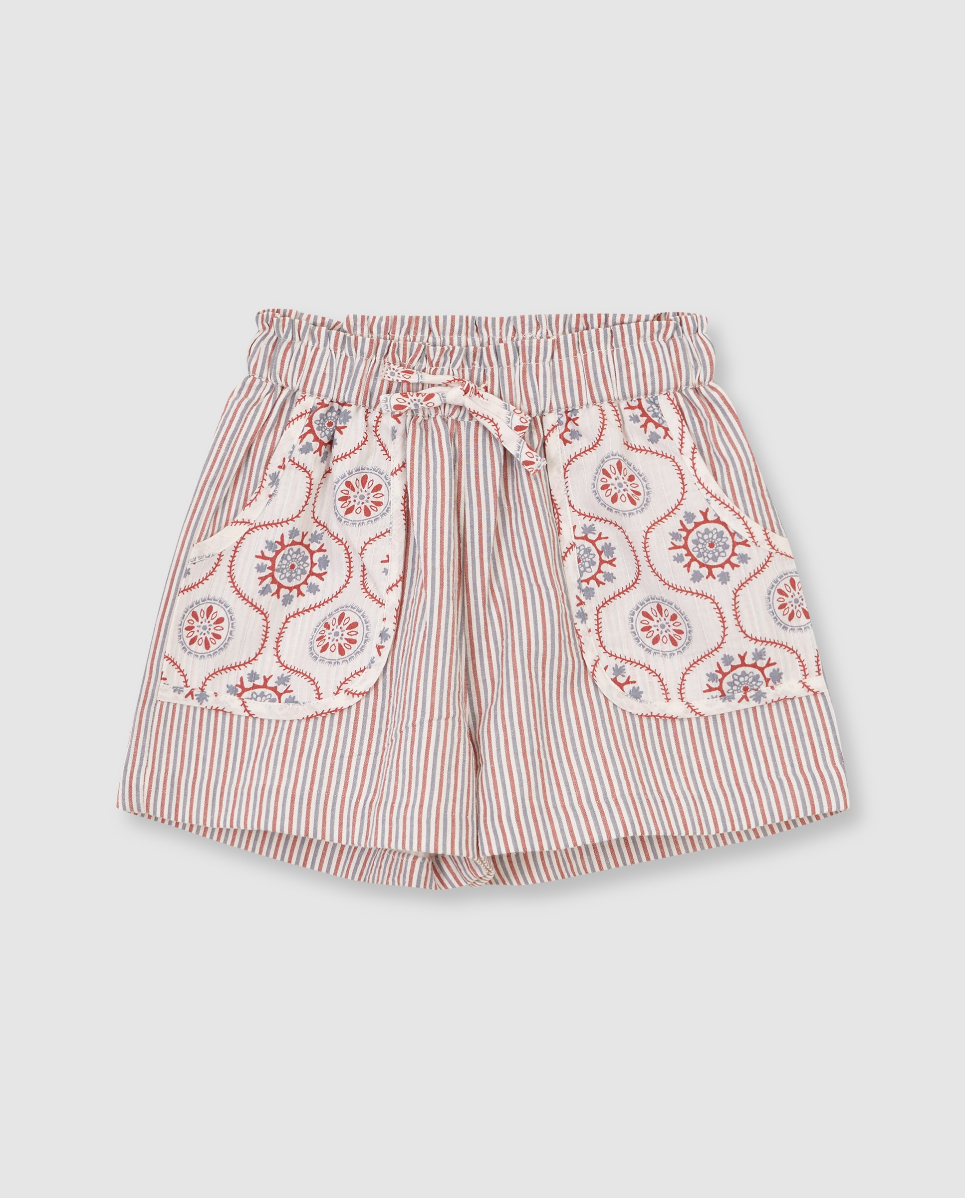 Saia-calça Infantil com Tecidos em Contraste Gocco Branco-marfim-1